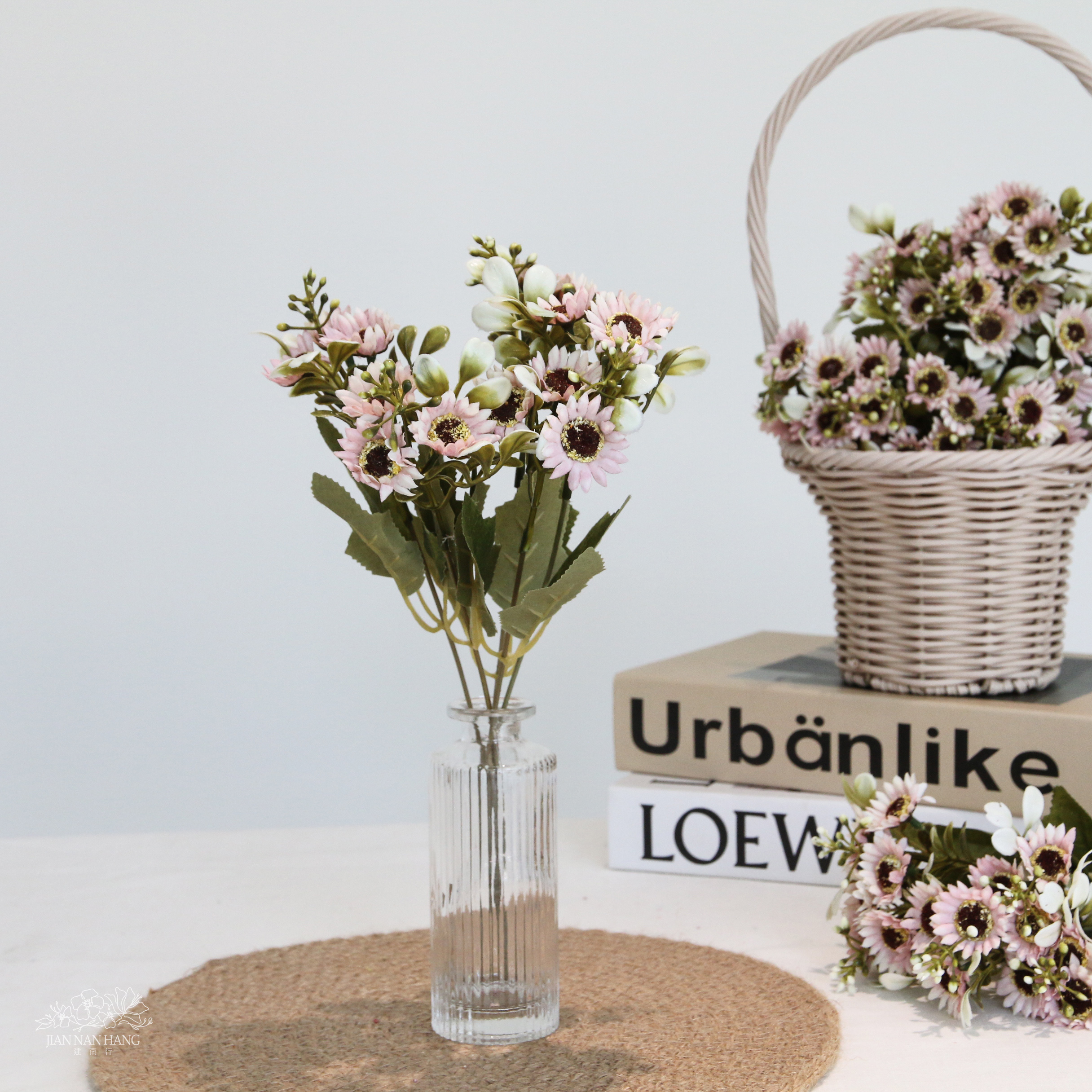 人造花 15頭秋色太陽菊 粉色