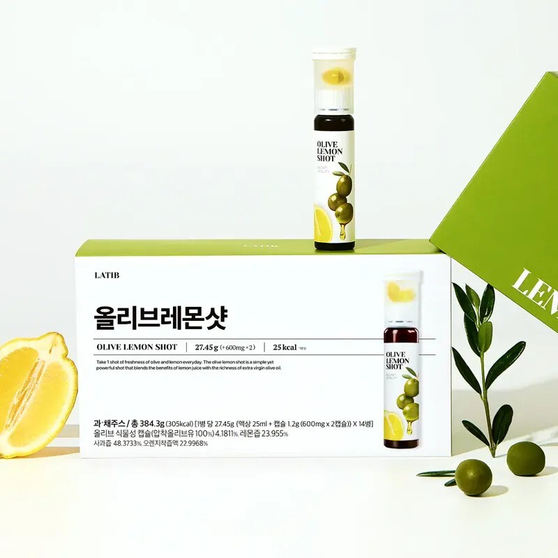 韓國 LATIB  橄欖檸檬排毒能量飲【正品】LATIB 2合1初榨橄欖檸檬飲  LATIB 晨間清道夫  OLIVE LEMON SHOT 張員瑛推薦