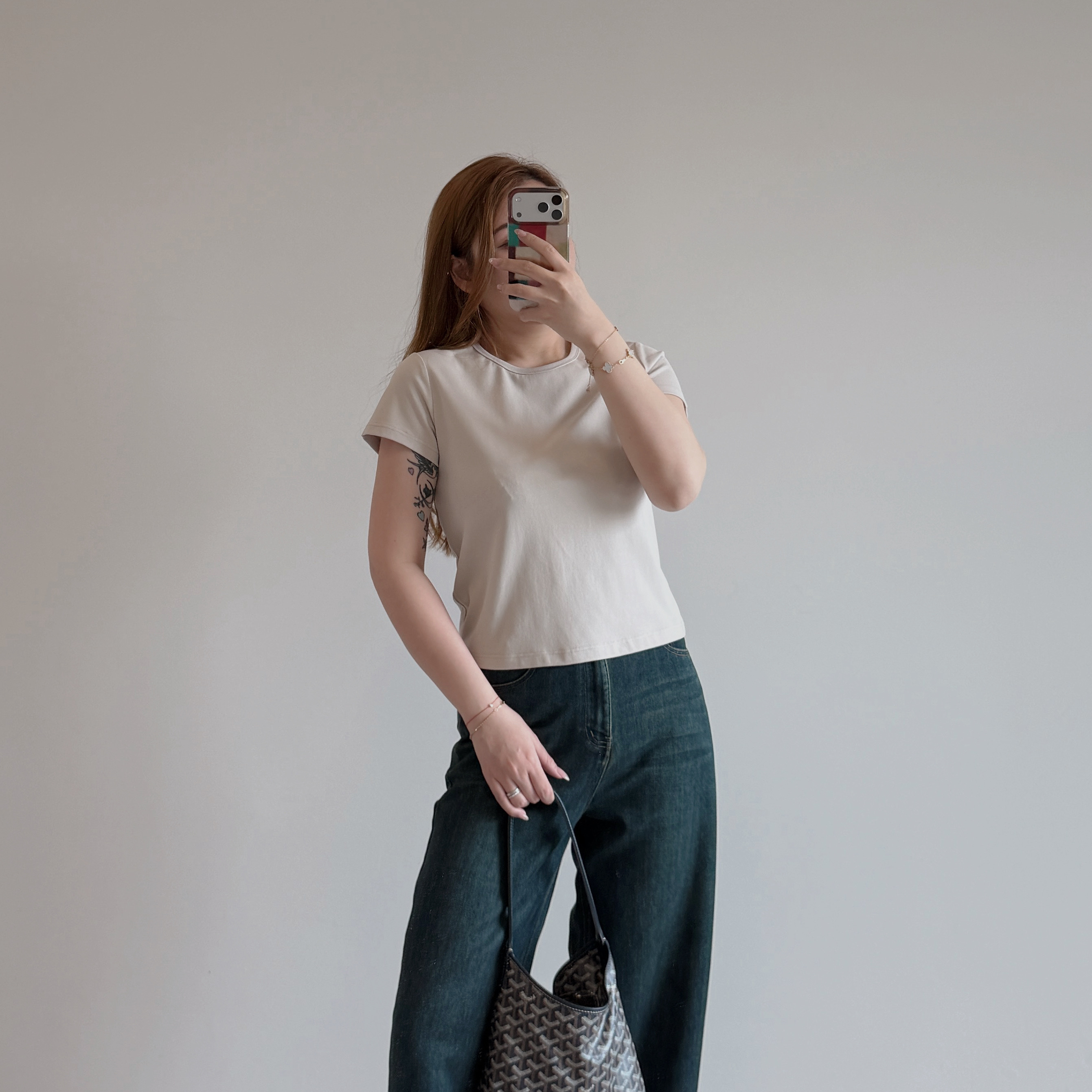 預售 7403 杏子灰高彈性圓領Tee