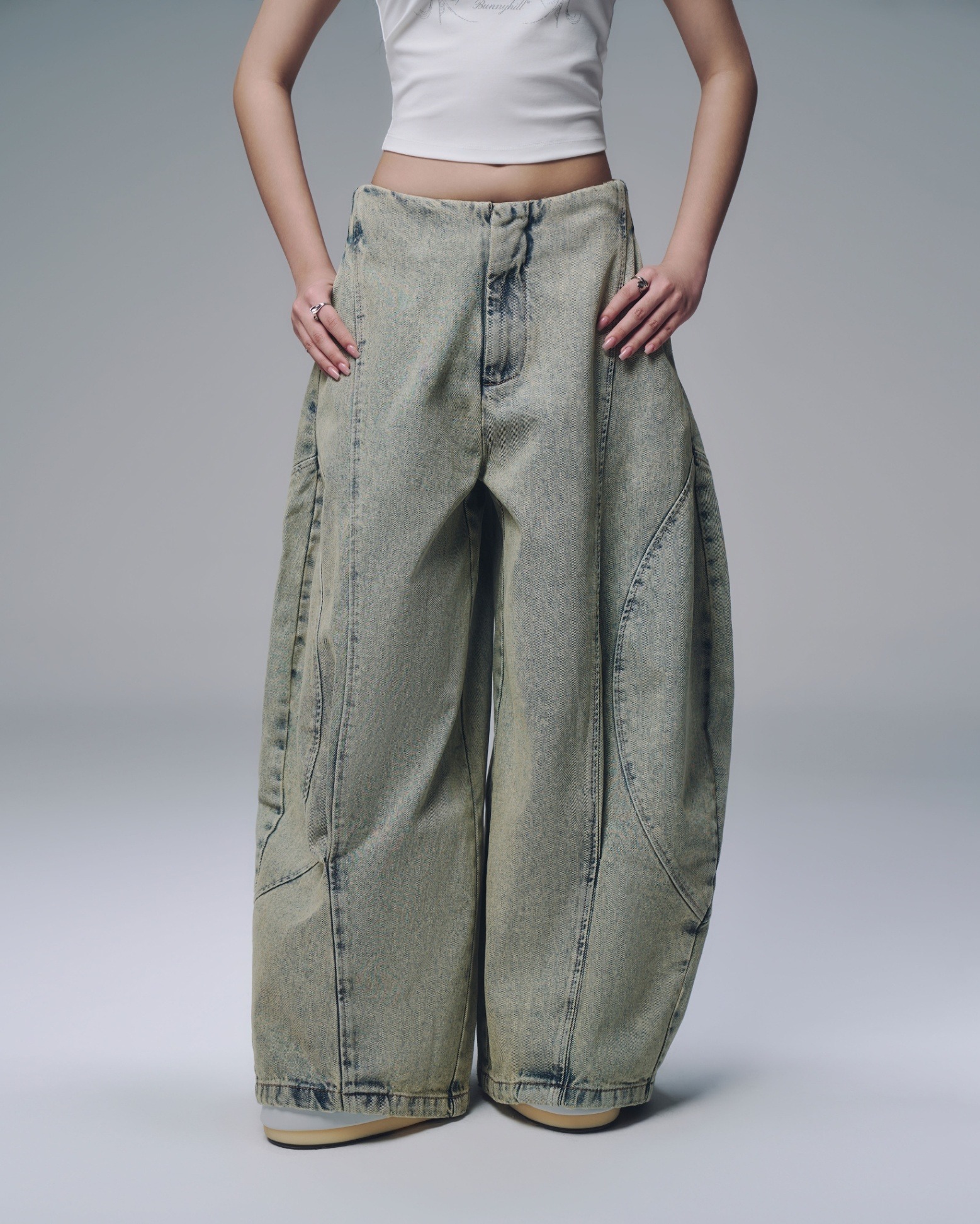 【預購】越南女裝品牌 BUNNYHILL LUFT PANTS VER JEAN 低腰寬褲 (BLUE WASH/BROWN WASH)