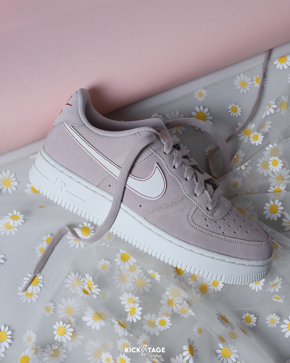 大童鞋 女鞋 NIKE AIR FORCE 1 LV8 1 GS 淡粉白 麂皮 縫線 復古 休閒鞋【IB5688-600】AF1