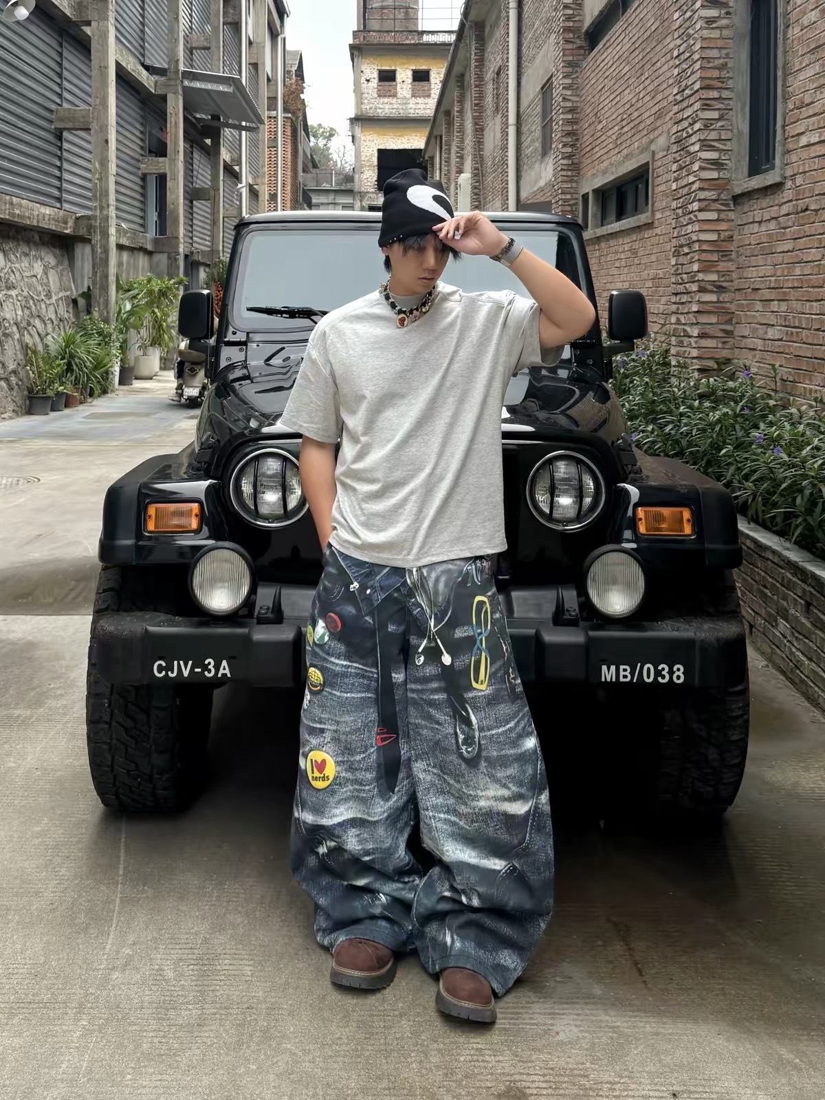 美式涼感boxy拼接解構短袖