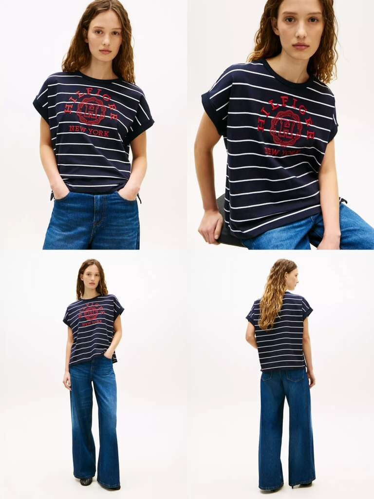 260320 TOMMY 深藍白間短袖TEE