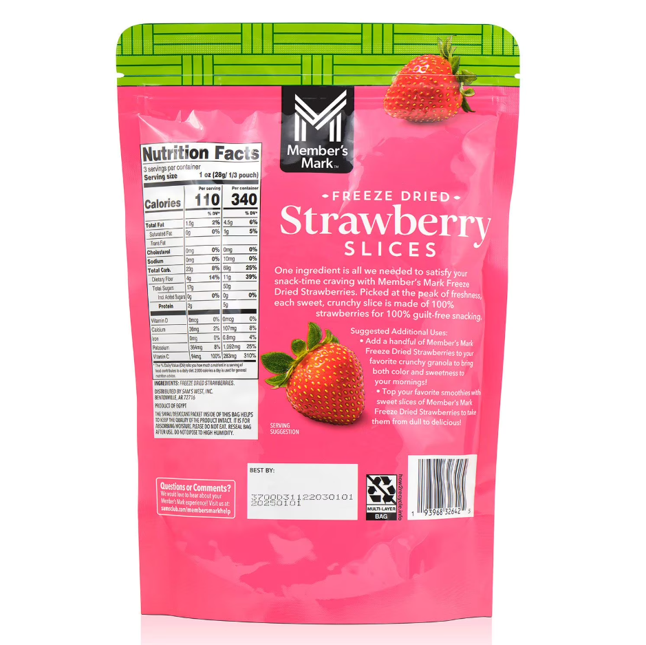 【直播】Member's Mark LX0320115 冷凍乾燥草莓片 3 oz