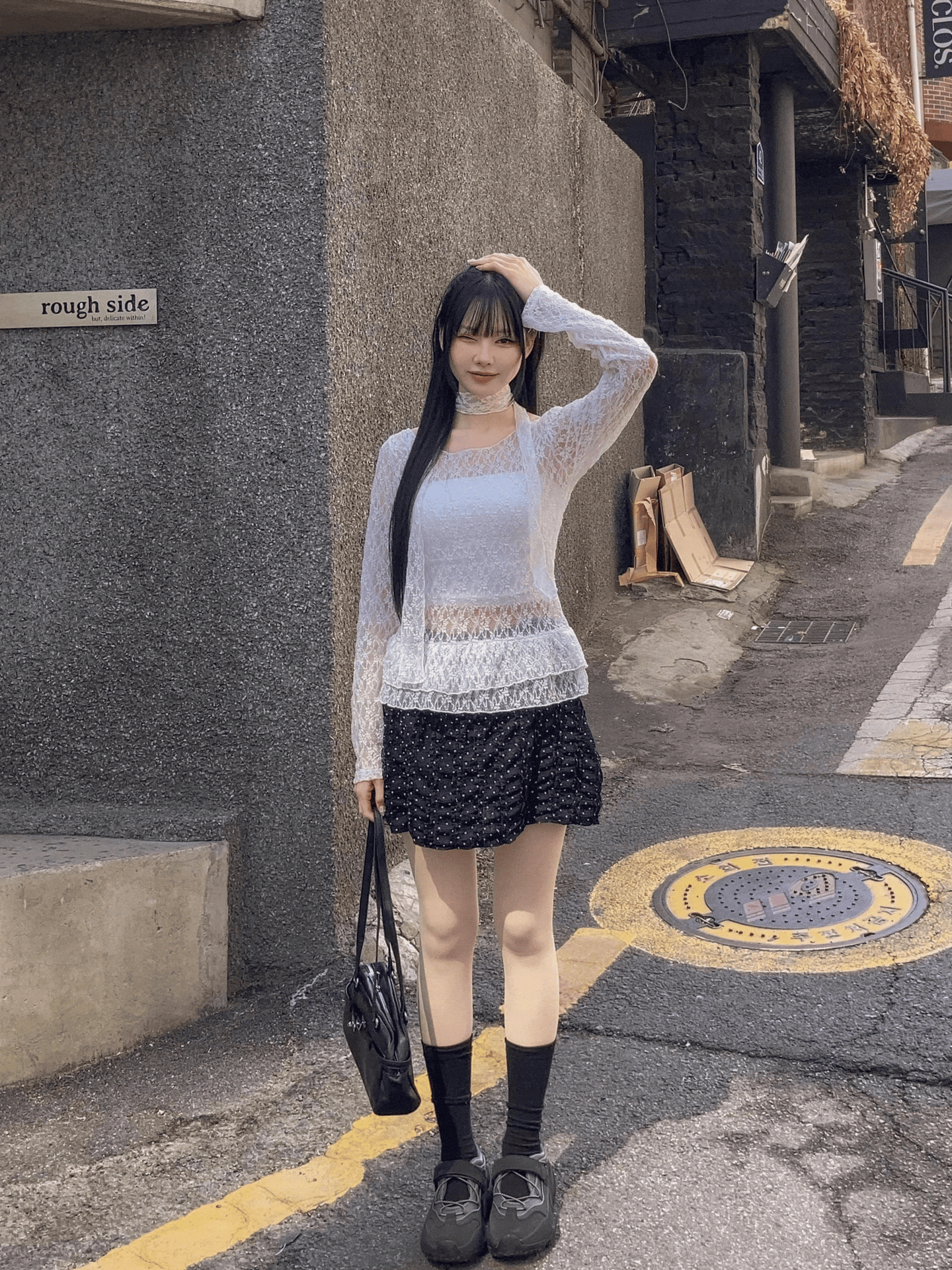 有打底皺皺Dot Dot短裙〈🇰🇷DAY 2〉