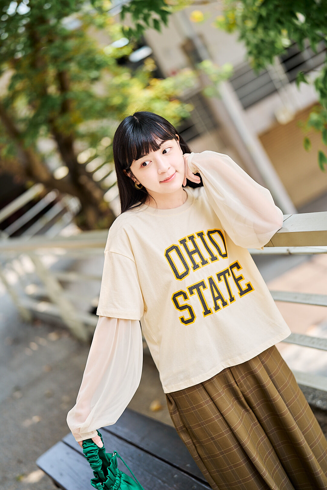 (預購)雋永日常！學院logo Tee + 柔和網紗罩衫 set (兩色-象牙)