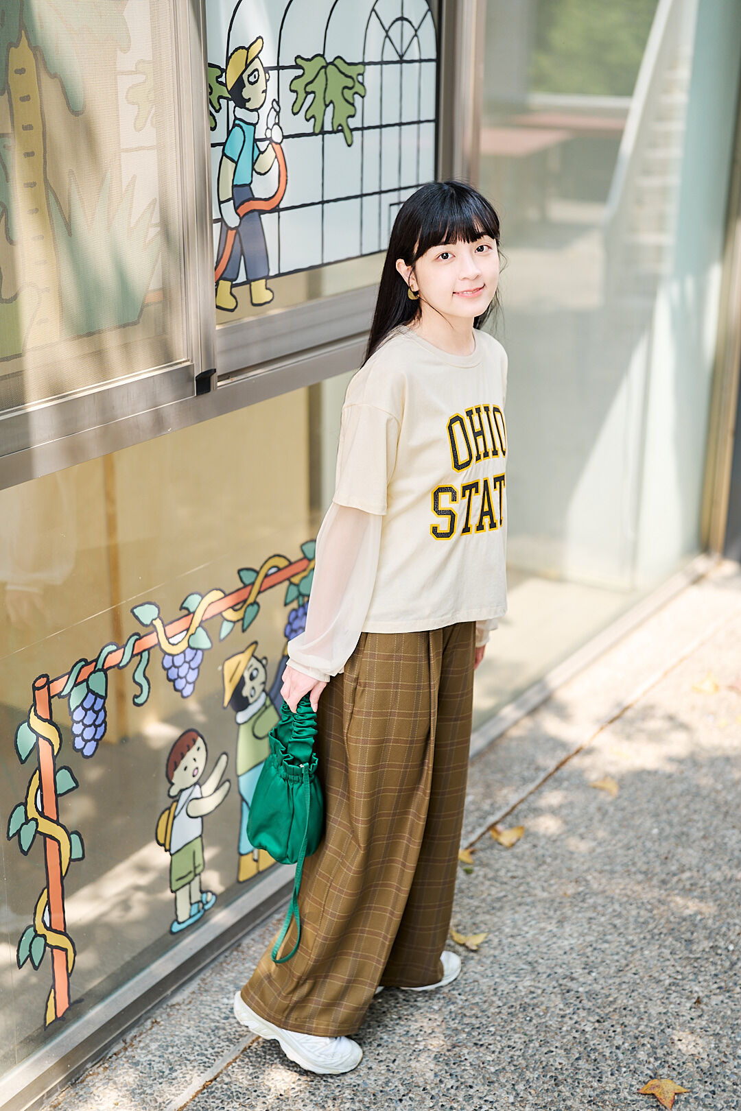 (預購)雋永日常！學院logo Tee + 柔和網紗罩衫 set (兩色-象牙)