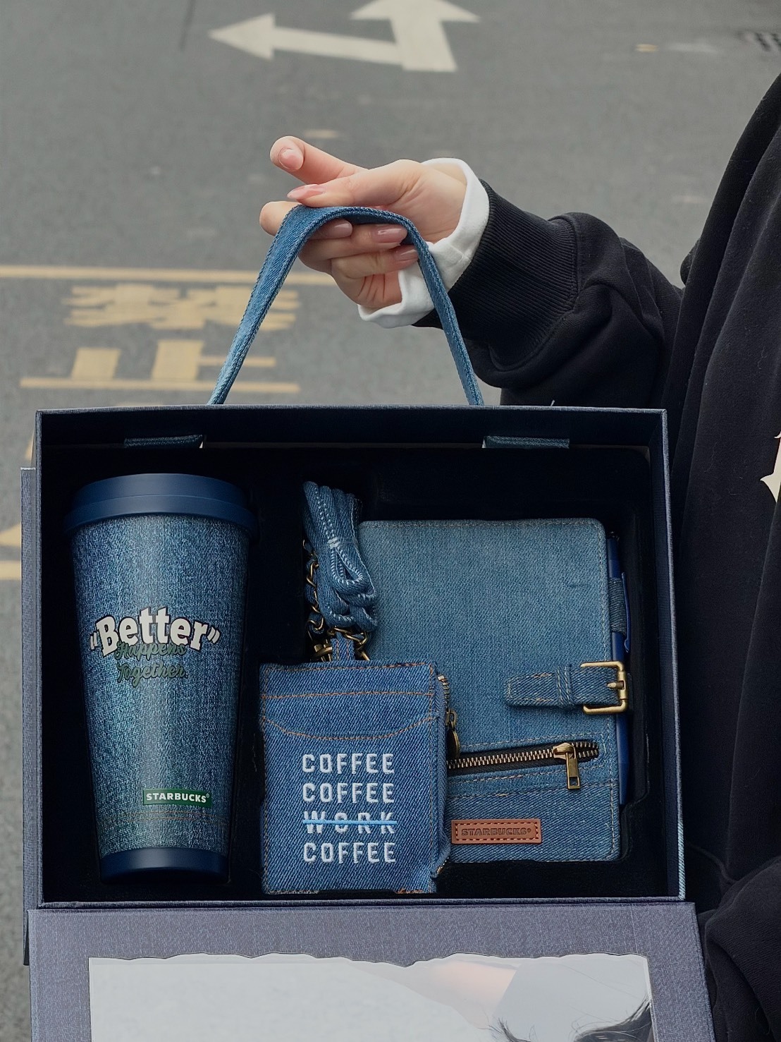 STARBUCKS 星巴克 丹寧星咖系列 保溫杯 筆記本卡包 禮盒套裝 500ML