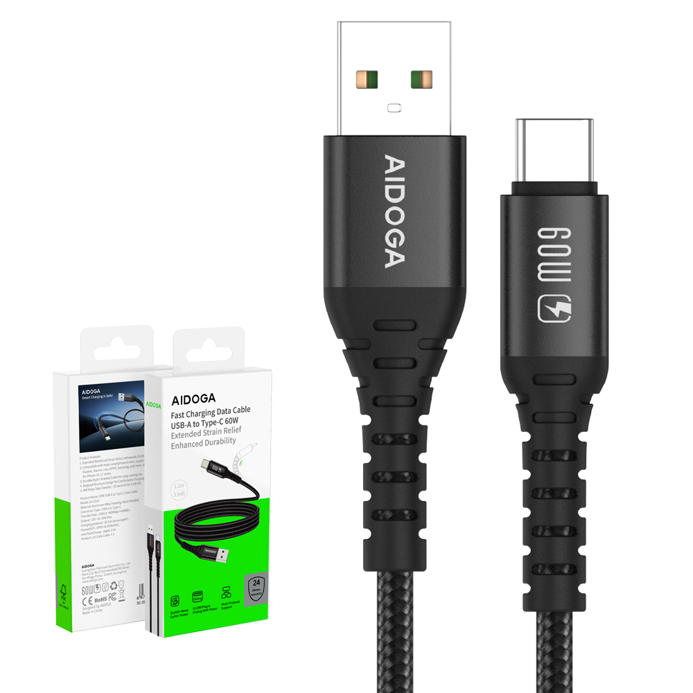 AIDOGA 艾迪伽 Type-C快充線充電線傳輸線 加長網尾 安卓 NyzerFlex 1.2M 支援iPhone17/16/15系列/安卓手機