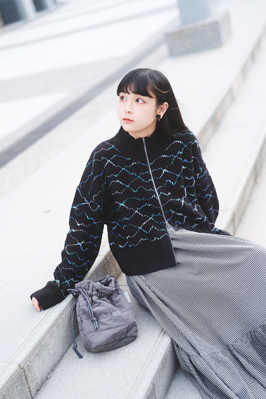 (預購)托斯卡尼之雲！混色雙拉鍊針織衫(三色-濃黑)