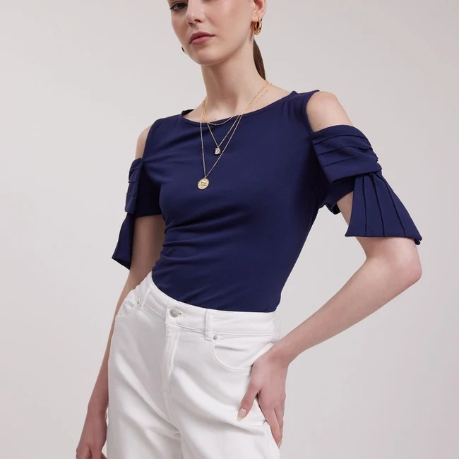 1AF0323-048 [ANNE FONTAINE] Myrtille Top Dark Navy #P18F280516 (EU)