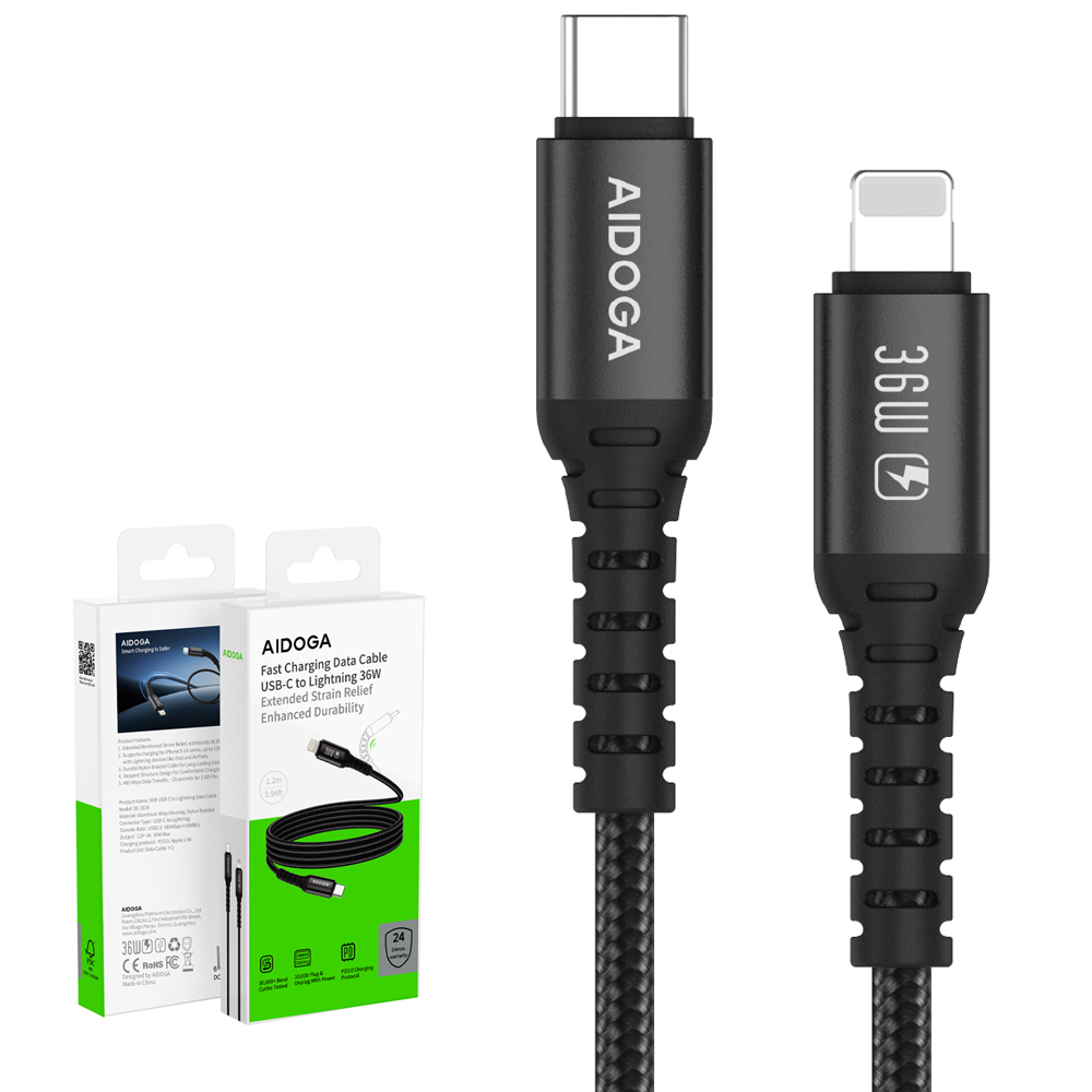 AIDOGA 艾迪伽 Type-C TO Lightning PD快充充電線傳輸線 加長網尾 NyzerFlex 1.2M