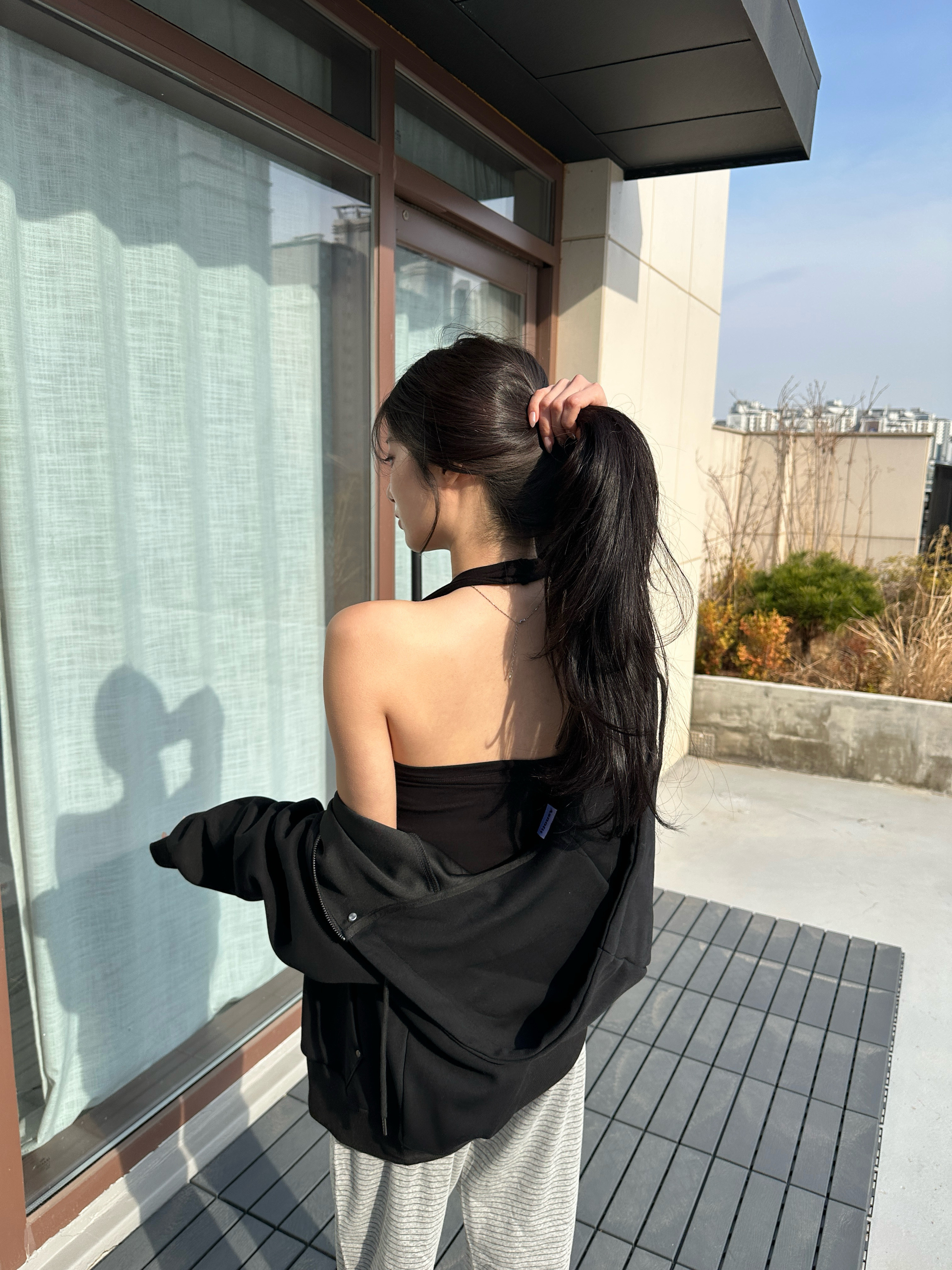 N11 No Plans~日常連帽外套 (黑)