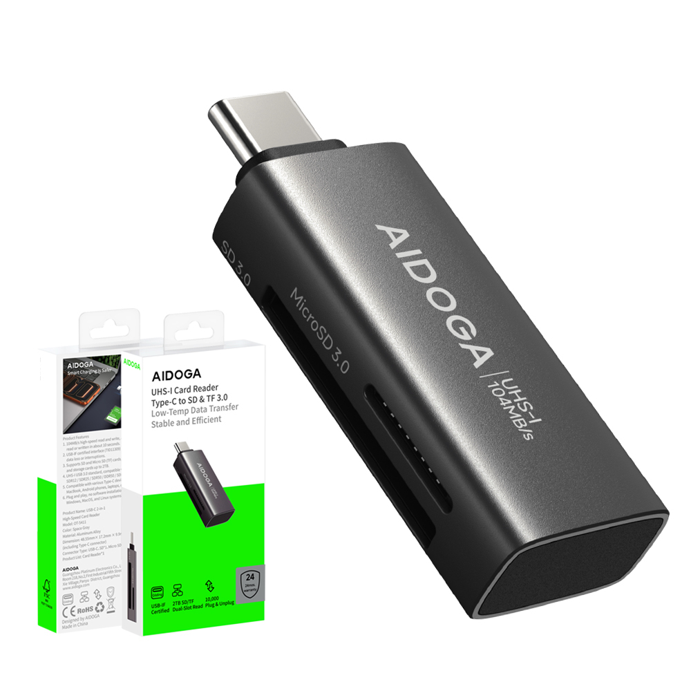 AIDOGA 艾迪伽 Type-C to 記憶卡讀卡器 SD&TF OTG 傳輸轉接頭轉接器 UHS-I StarKeep系列 支援iPhone17/安卓/手機/平板/筆電