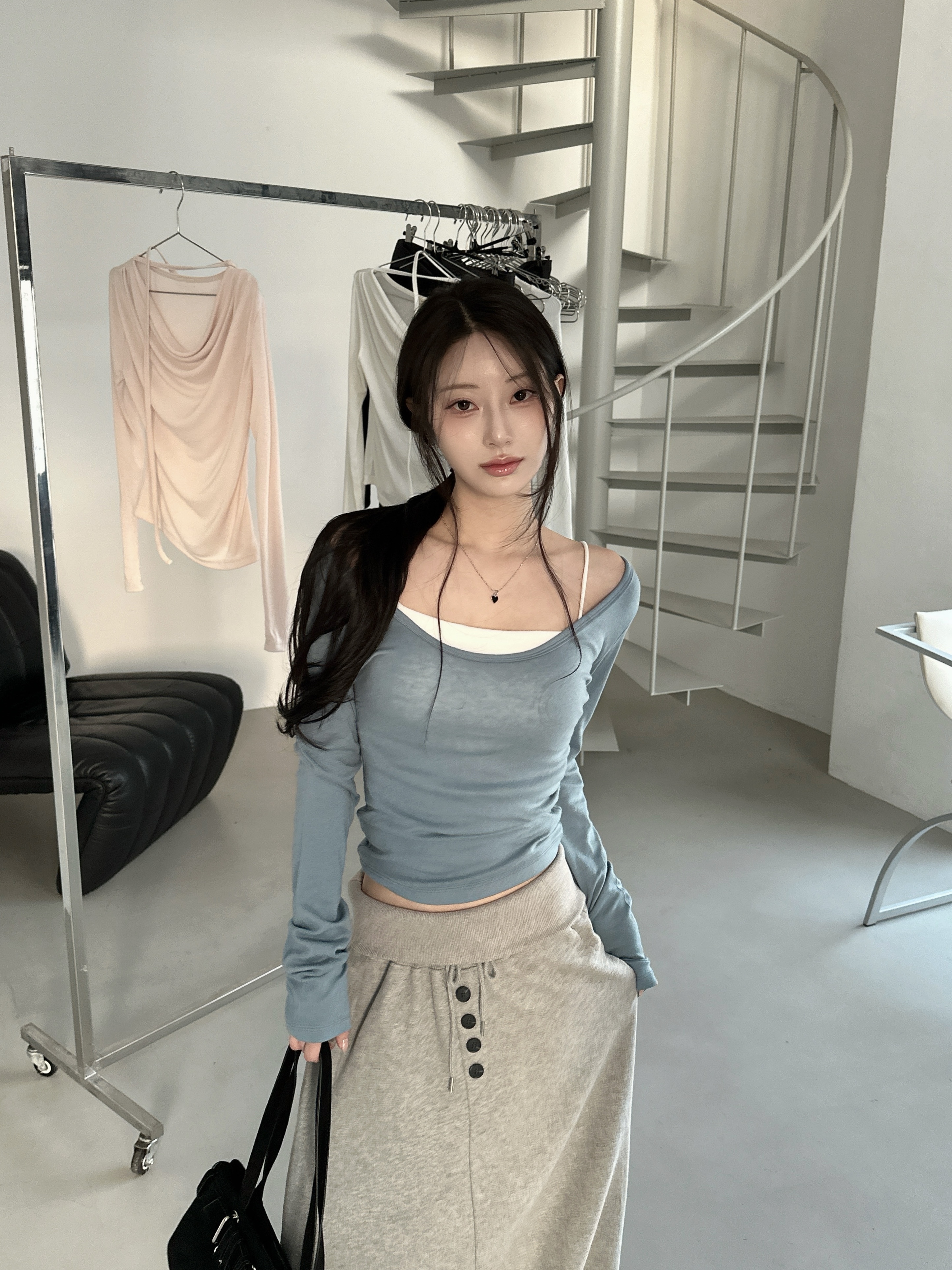 N09 Layer 可兩面穿柔膚上衣 (霾藍)