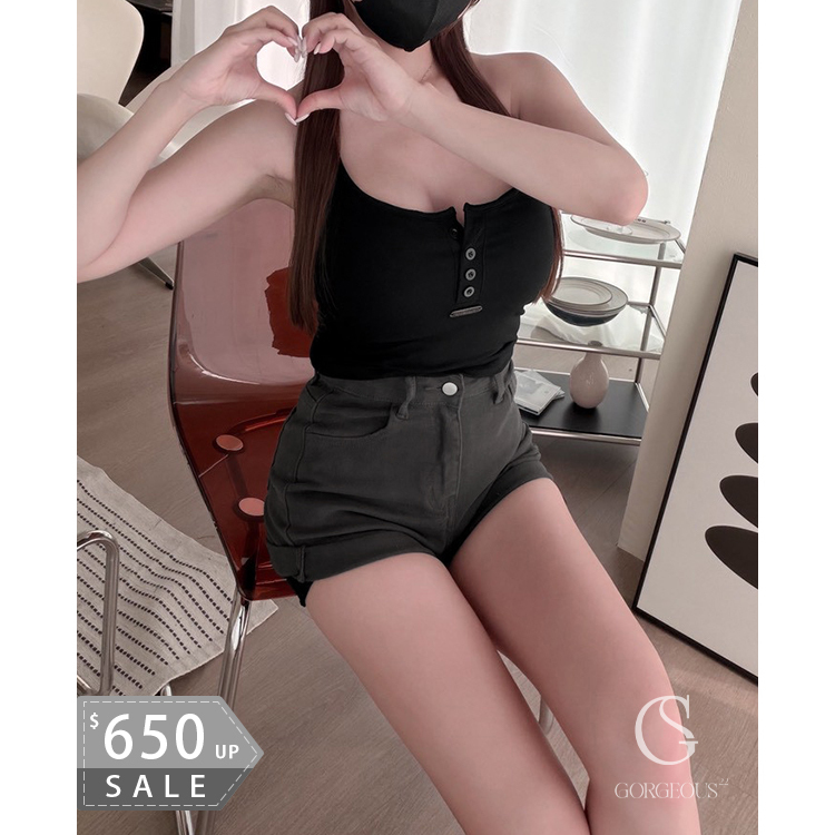 G9803 「單釦彈力「蜜臀」牛仔短褲」