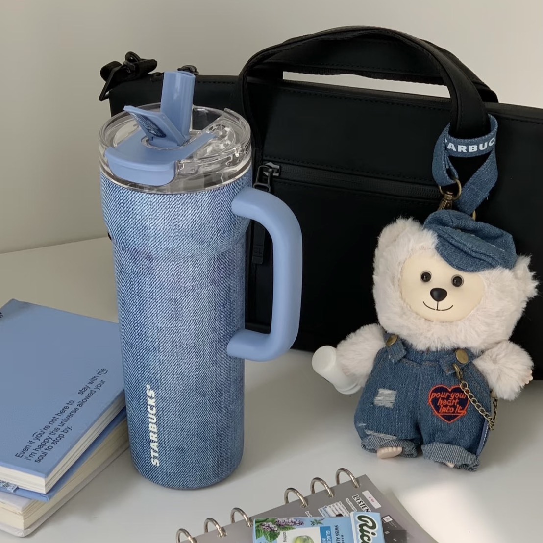 （預購）STARBUCKS 丹寧星咖系列  不鏽鋼隨行杯&熊熊店長掛飾