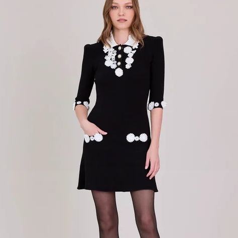 1AF0323-049 [ANNE FONTAINE] Kitty Dress Black/White #H25F40400 (EU)