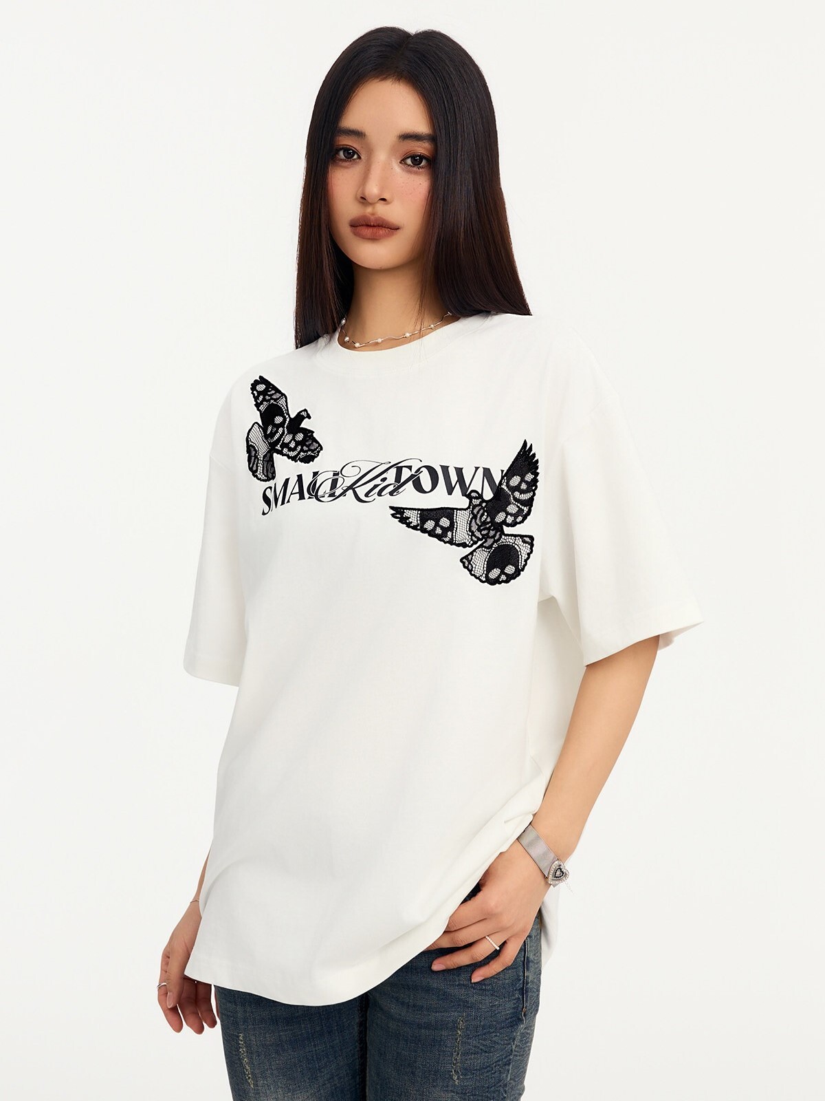 STK SmallTownKid 和平鴿 蕾絲刺繡 短袖 T恤