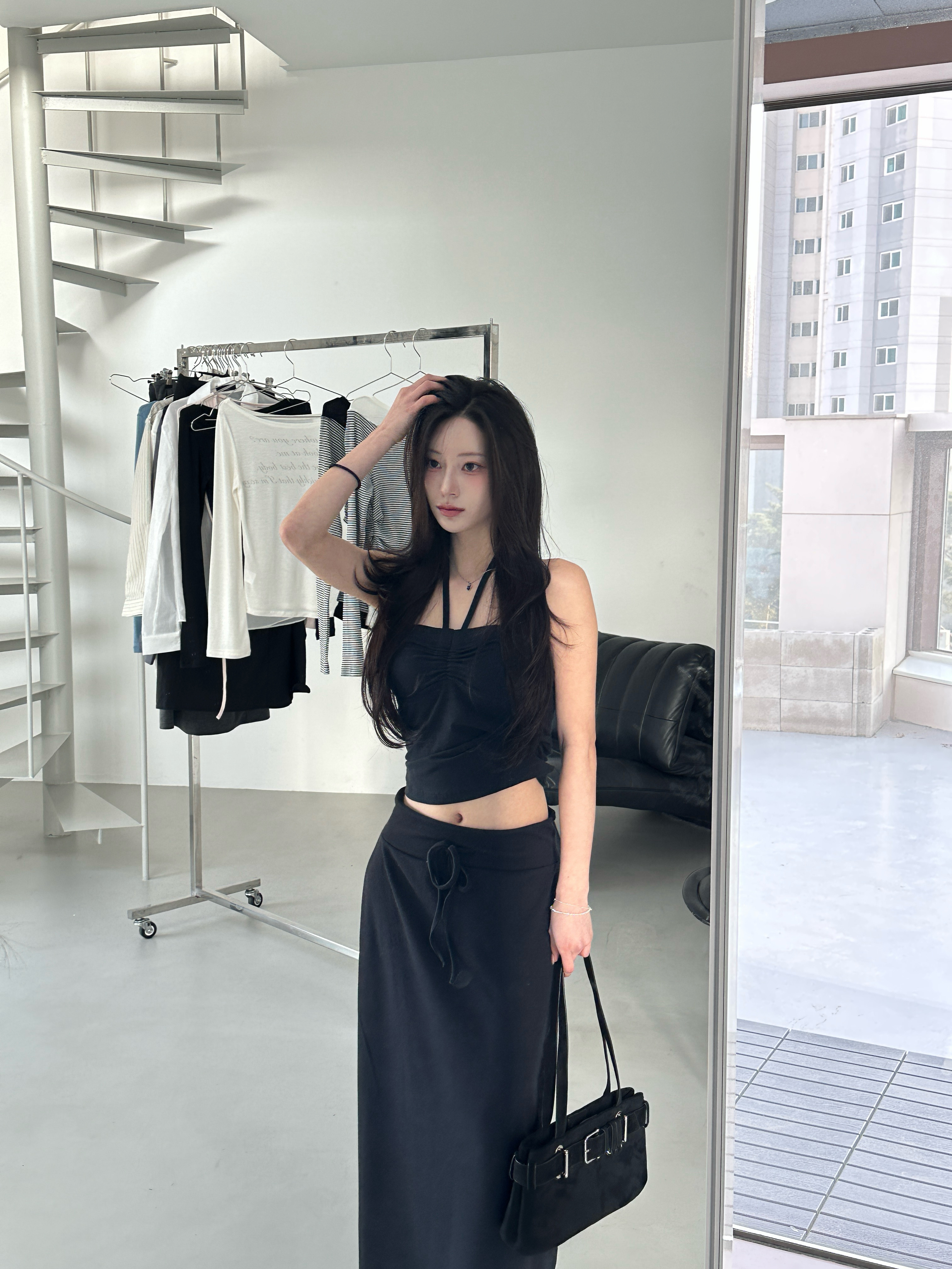 N01 可兩穿! 純慾感綁帶背心 (黑)