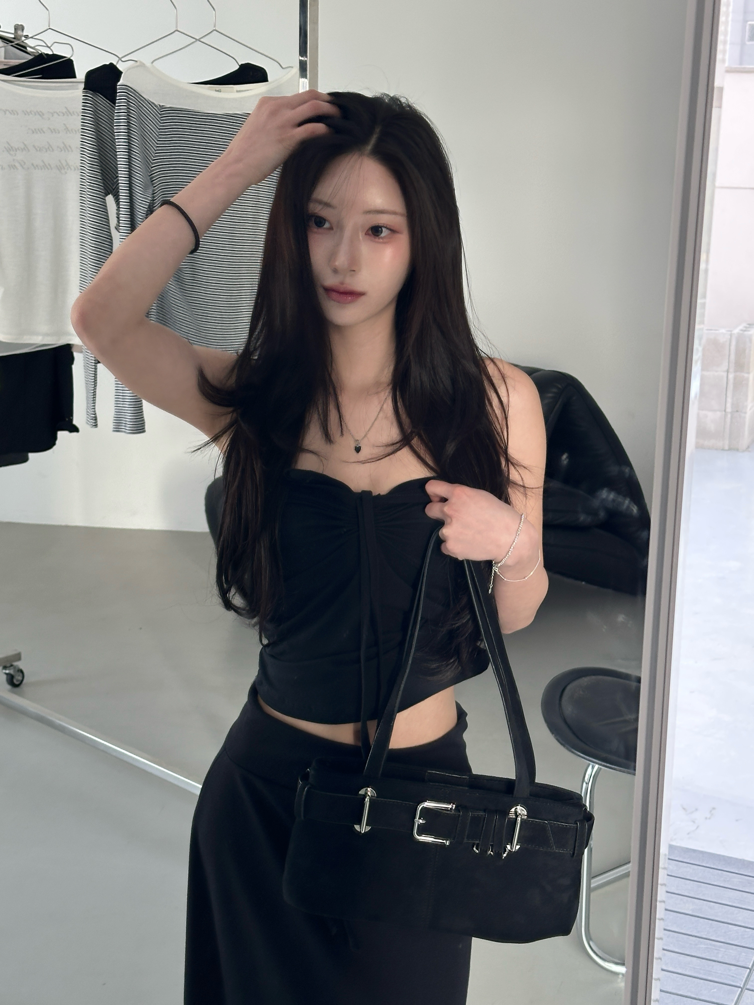 N01 可兩穿! 純慾感綁帶背心 (黑)