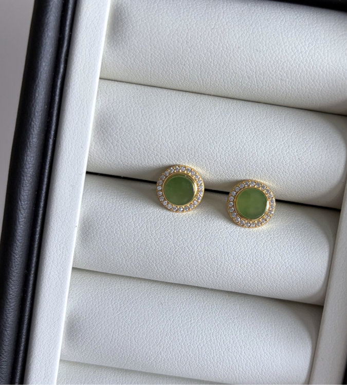 碧玉圓型耳釘