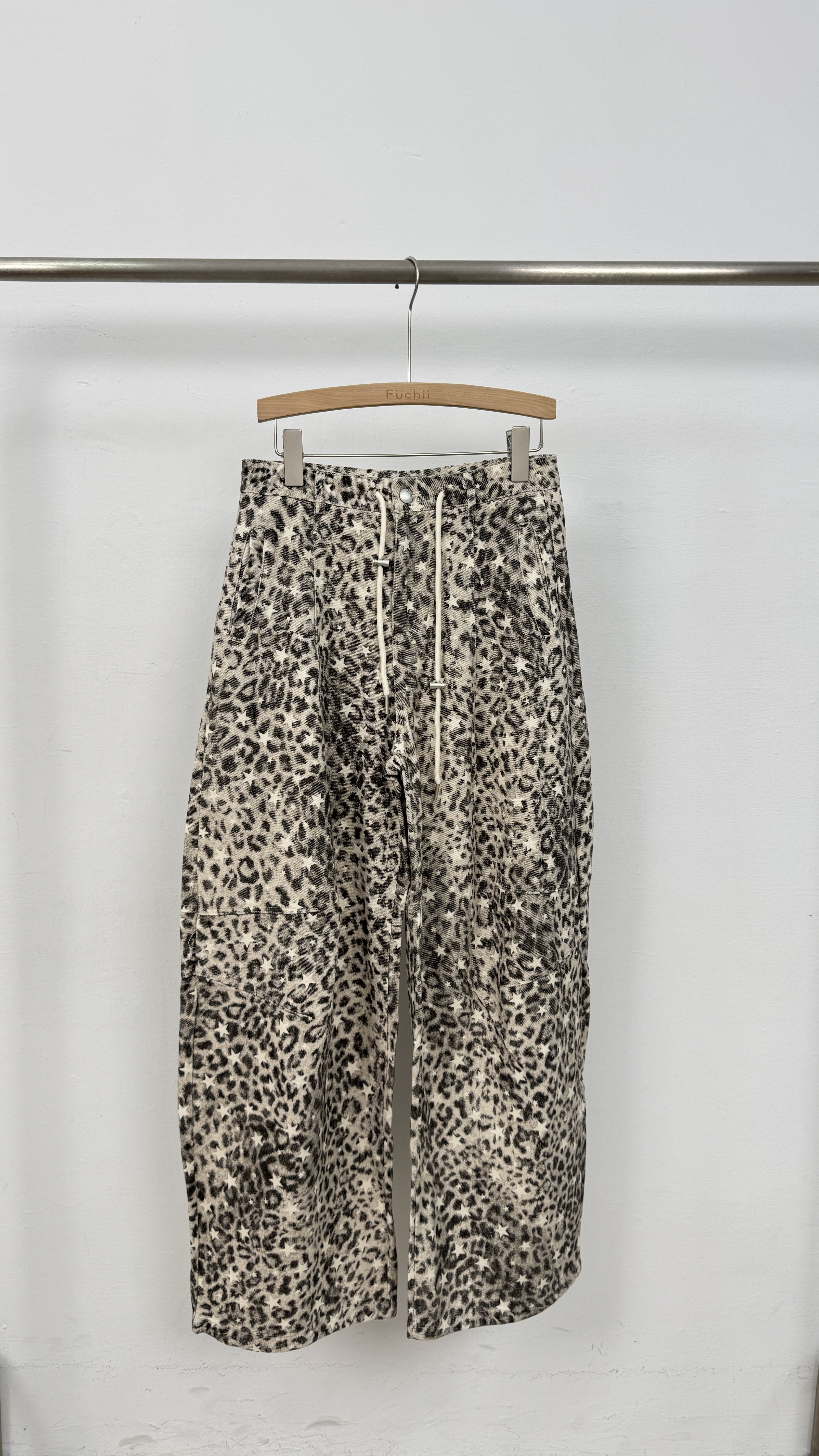 NEW復古豹紋設計感闊腿長褲