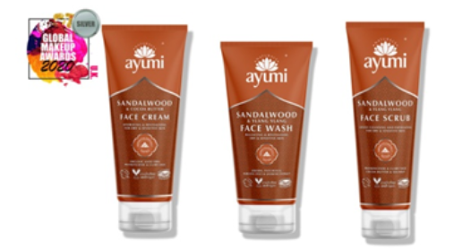 UK260320-A4-Ayumi Sandalwood Face Cream 檀香舒緩修復面霜 100ml+Ayumi Sandalwood Face Wash 檀香舒緩修復洗面霜 150ml+Ayumi Sandalwood Face Scrub 檀香舒緩修復面部磨砂膏 125ml-(未開封至 12/2029)(已開封12個月內使用)