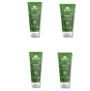 UK260320-A7-Ayumi Neem & Tea Tree Face Cream 印楝與茶樹油面霜 100ml+Ayumi Neem & Tea Tree Face Wash 印楝與茶樹洗面霜 150ml+Ayumi Neem & Tea Tree Face Scrub 印楝與茶樹油磨砂霜 125ml+Ayumi Neem & Tea Tree Face Mask 印楝與茶樹油黏土面膜 100ml-(未開封至 12/2029)(已開封12個月內使用)