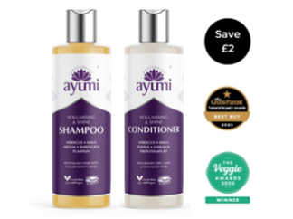 UK260320-A10-Ayumi Volumising & Shine Shampoo 芙蓉薑黃豐盈提亮洗髮露 250ml+Ayumi Volumising & Shine Conditioner 芙蓉薑黃豐盈提亮護髮素 250ml-(未開封至 12/2029)(已開封12個月內使用)