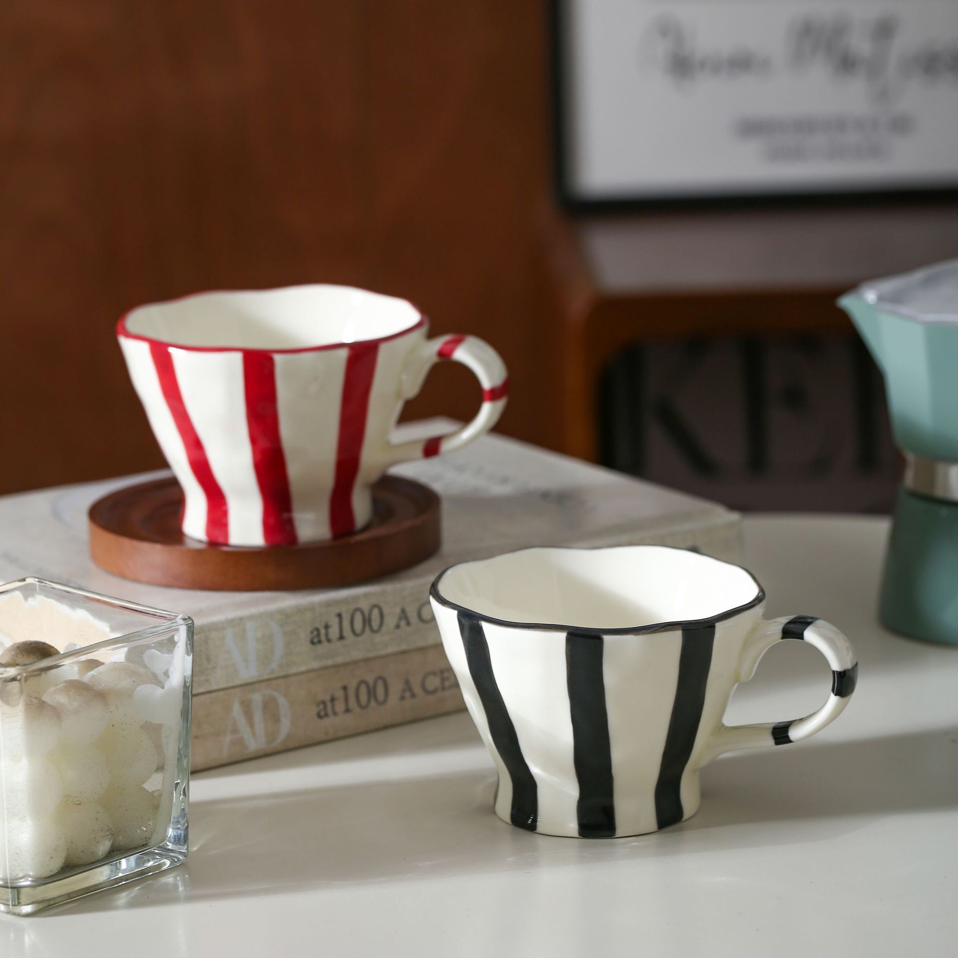 《6651》復古條紋馬克杯(300ML)