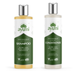UK260320-A12-Ayumi Anti-Dandruff & Scalp Shampoo 茶樹印楝蕁麻辣木抗頭皮頭屑洗髮露 250ml+Ayumi Anti-Dandruff & Scalp Conditioner 茶樹印楝蕁麻辣木抗頭皮頭屑護髮素 250ml