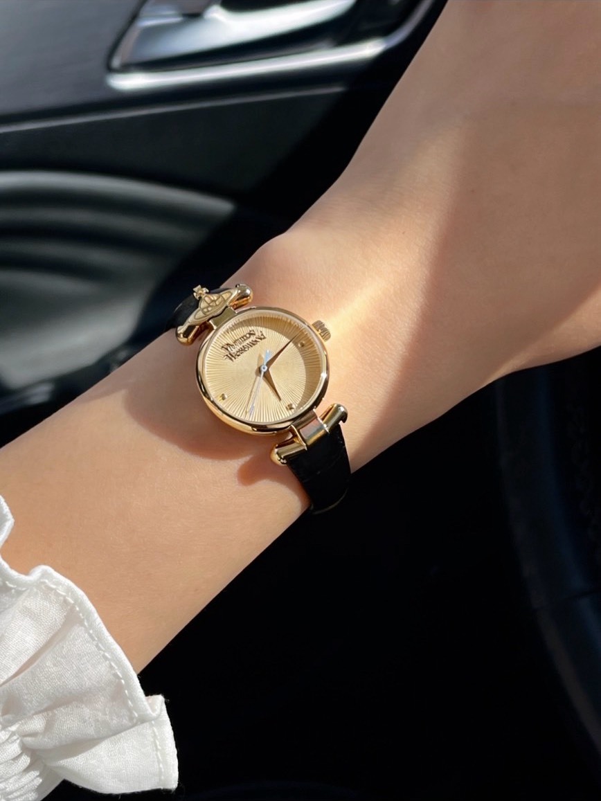 VIVIENNE WESTWOOD 西太后 鍍金錶盤 皮革錶帶 女錶