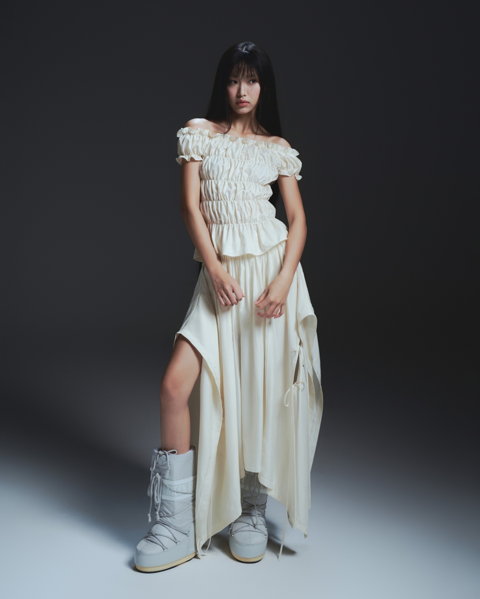 【預購】越南女裝品牌 BUNNYHILL TWYLA SKIRT 蝴蝶結垂墜天絲裙 (IVORY)