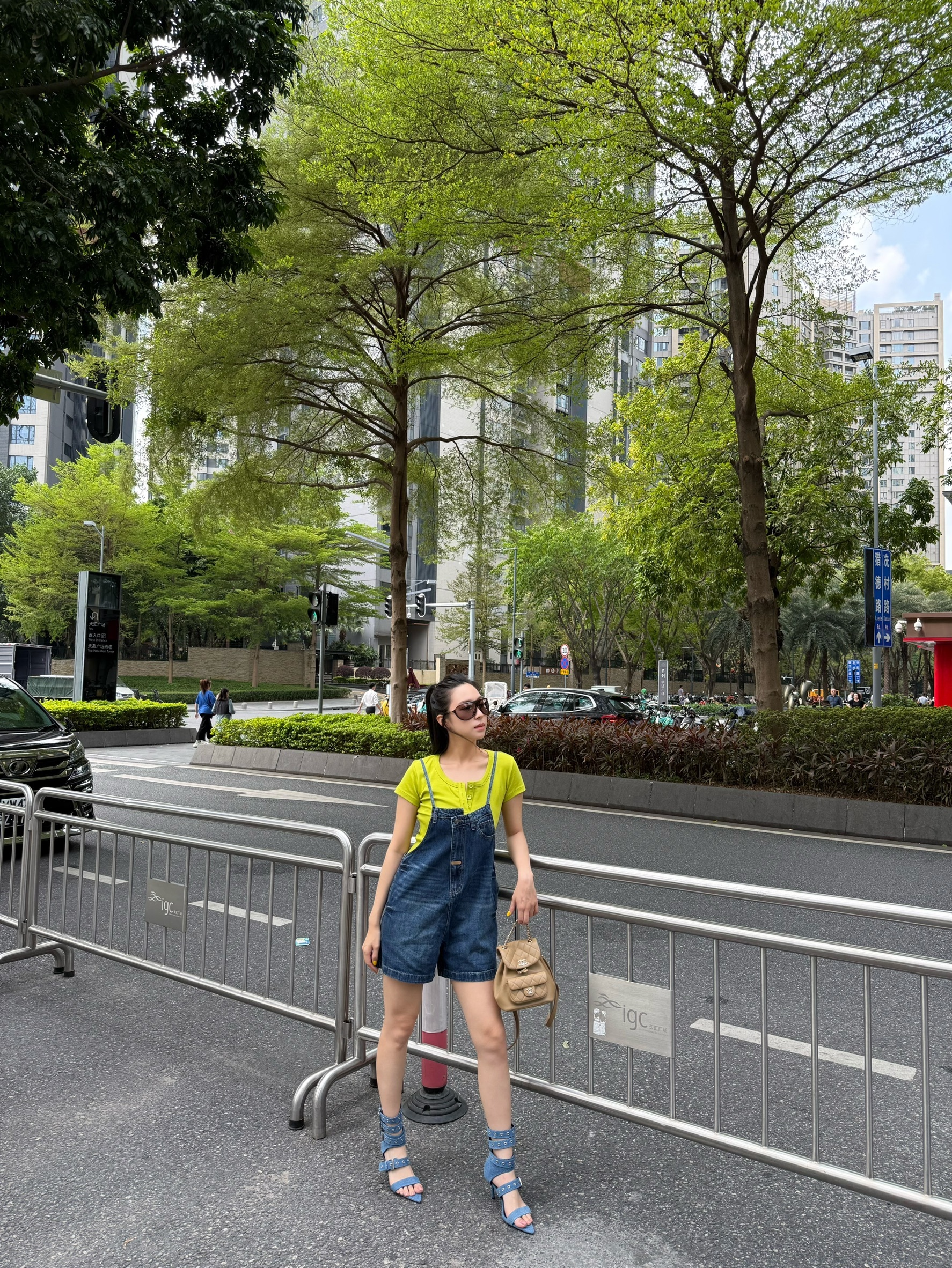 原色牛仔吊帶五分褲