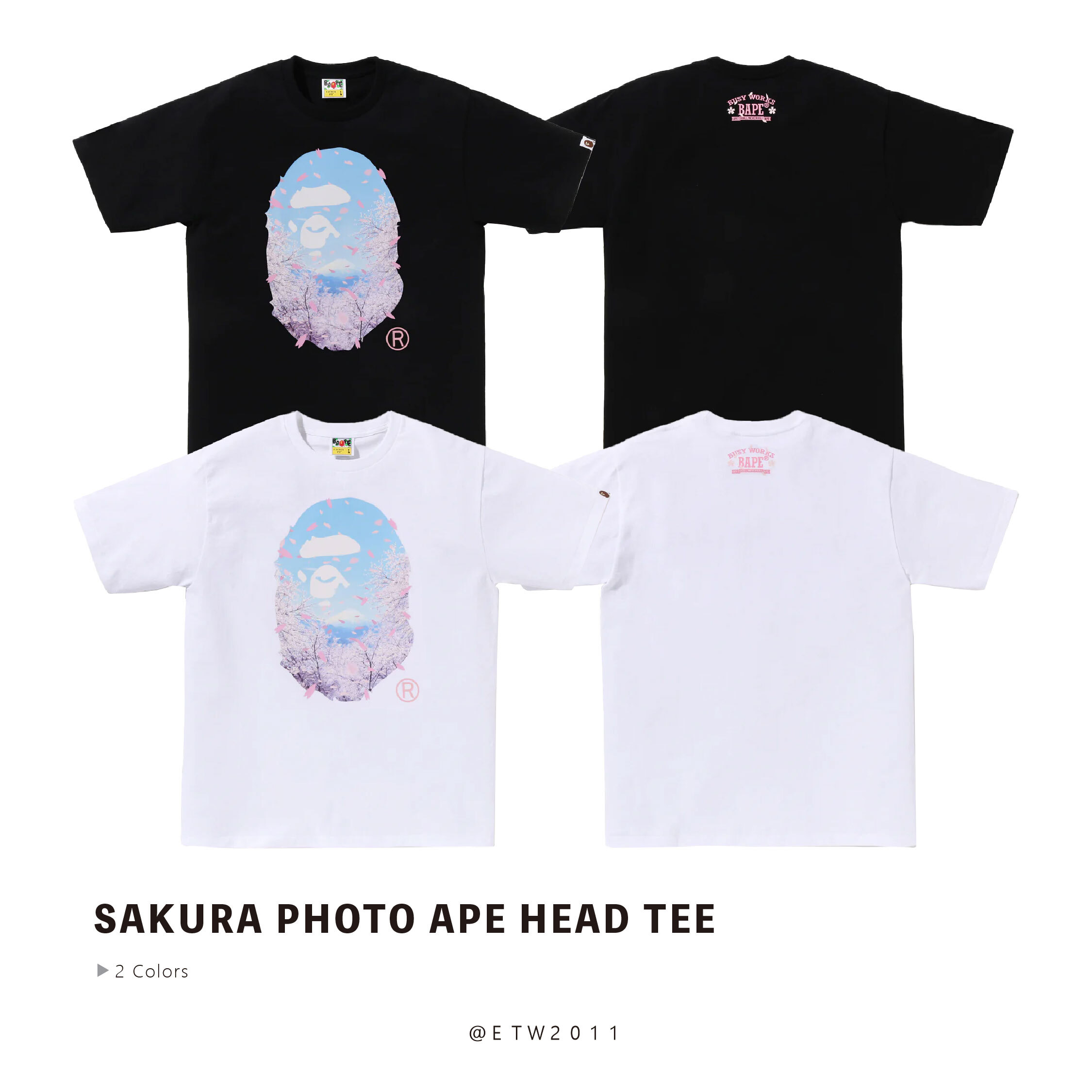 ☆ETW☆【EASY TO WEAR】BAPE Sakura Photo Ape Head Tee 猿人 櫻花樹 短T 富士山 春夏