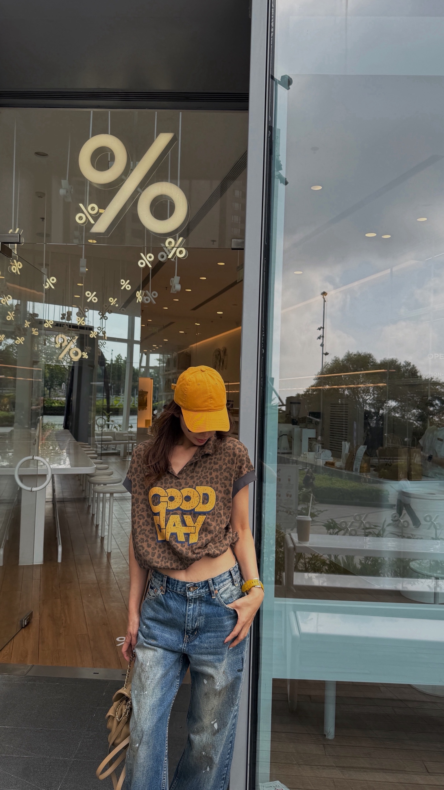 goodday豹紋立領寬版背心