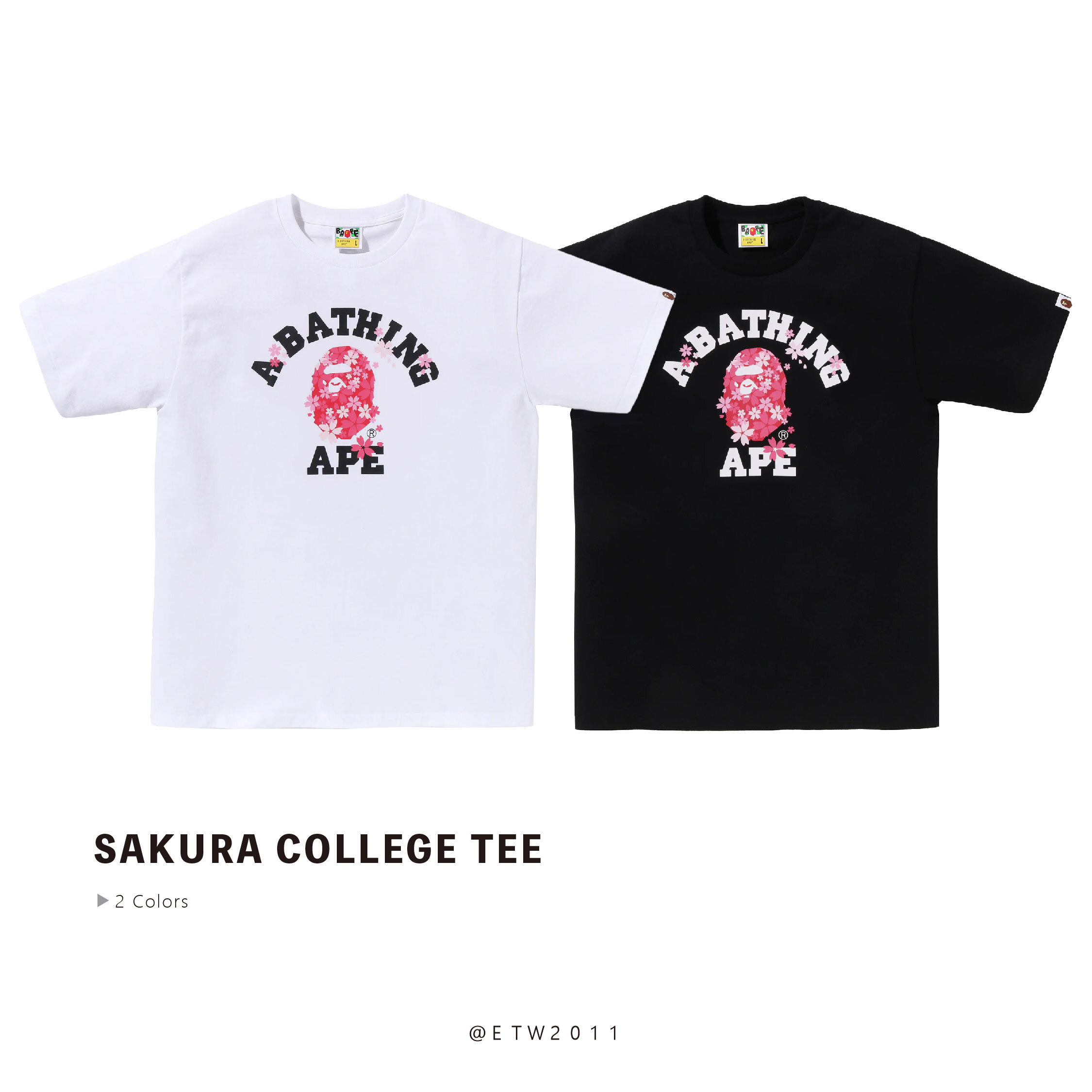 ☆ETW☆【EASY TO WEAR】BAPE SAKURA COLLEGE TEE 猿人 櫻花 大學 短T 春夏