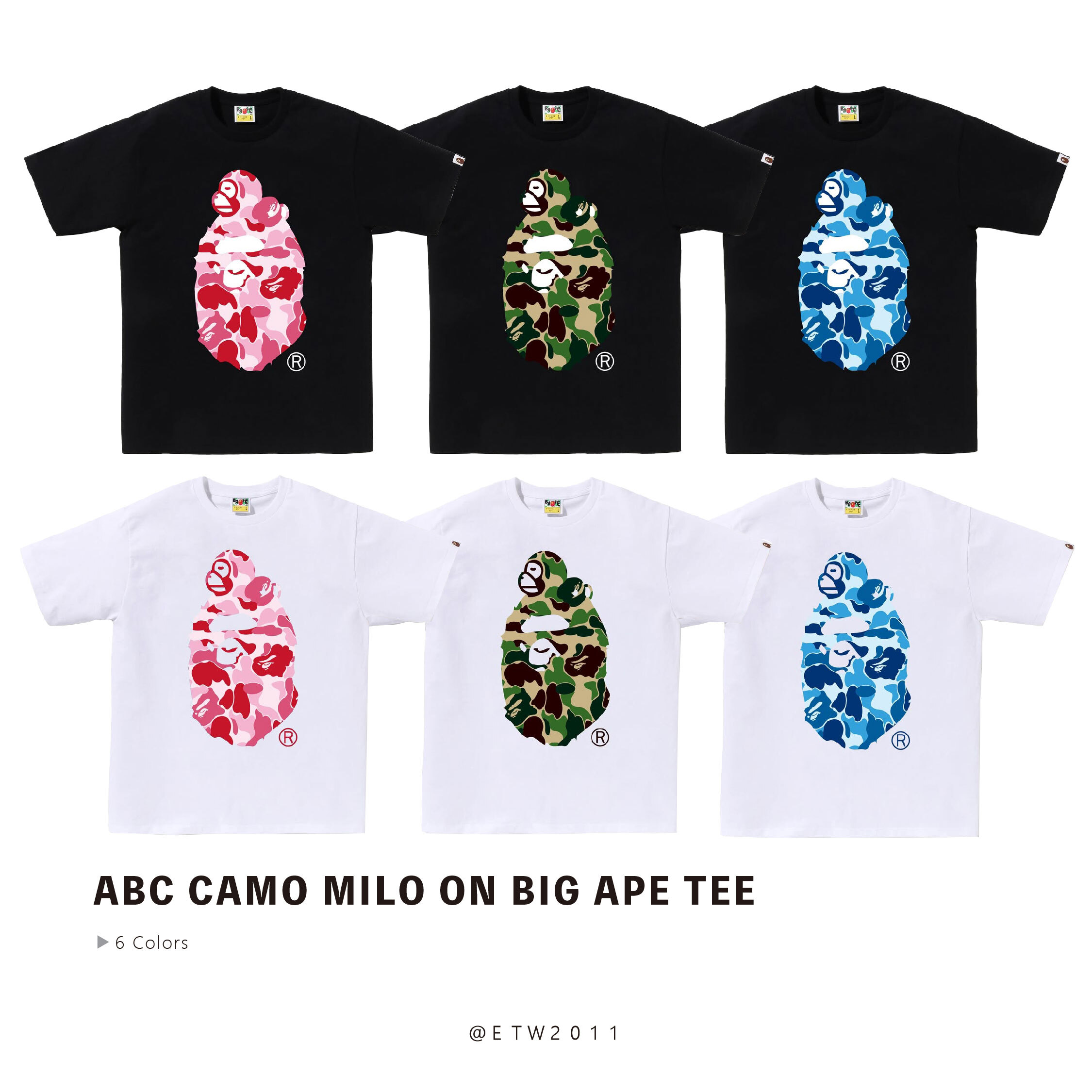 ☆ETW☆【EASY TO WEAR】BAPE ABC CAMO MILO ON BIG APE TEE 猿人 猿人頭 迷彩 短T 春夏