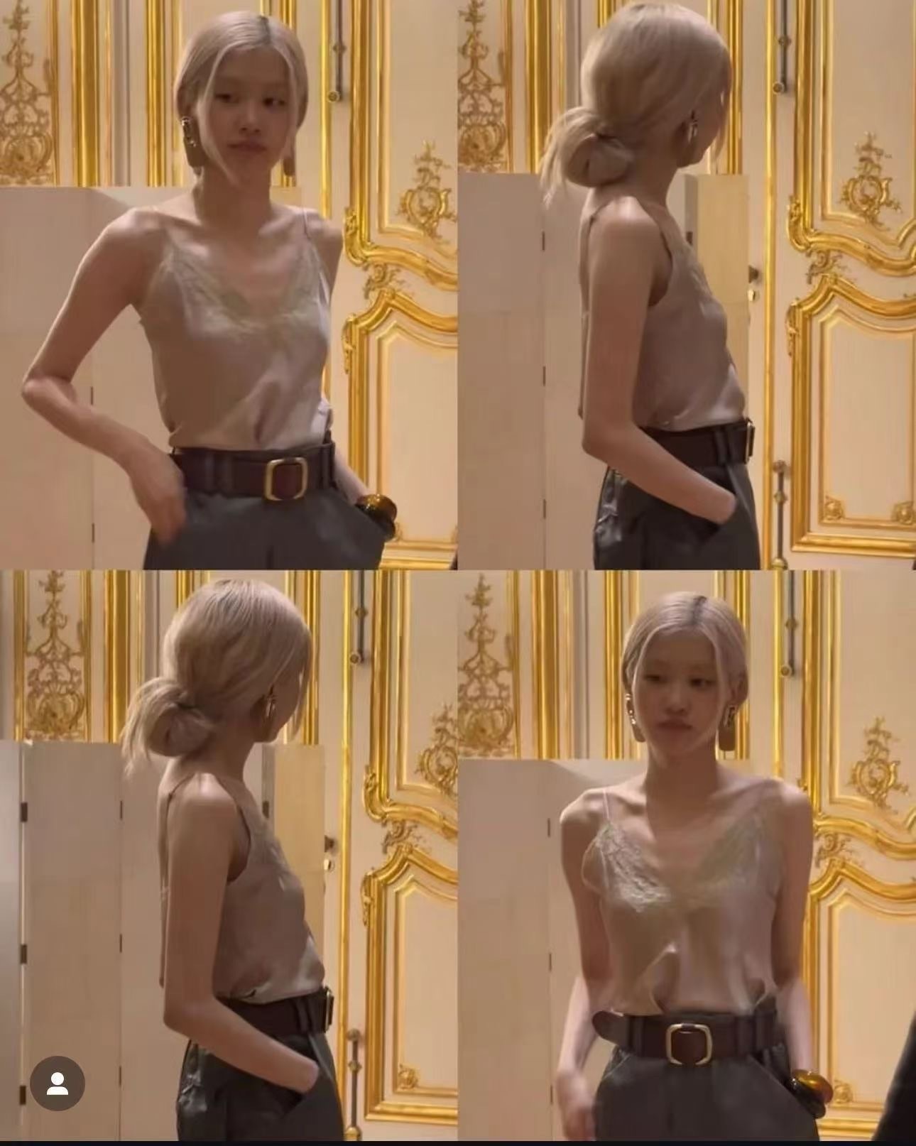 ROSÉ同款絲光緞面背心