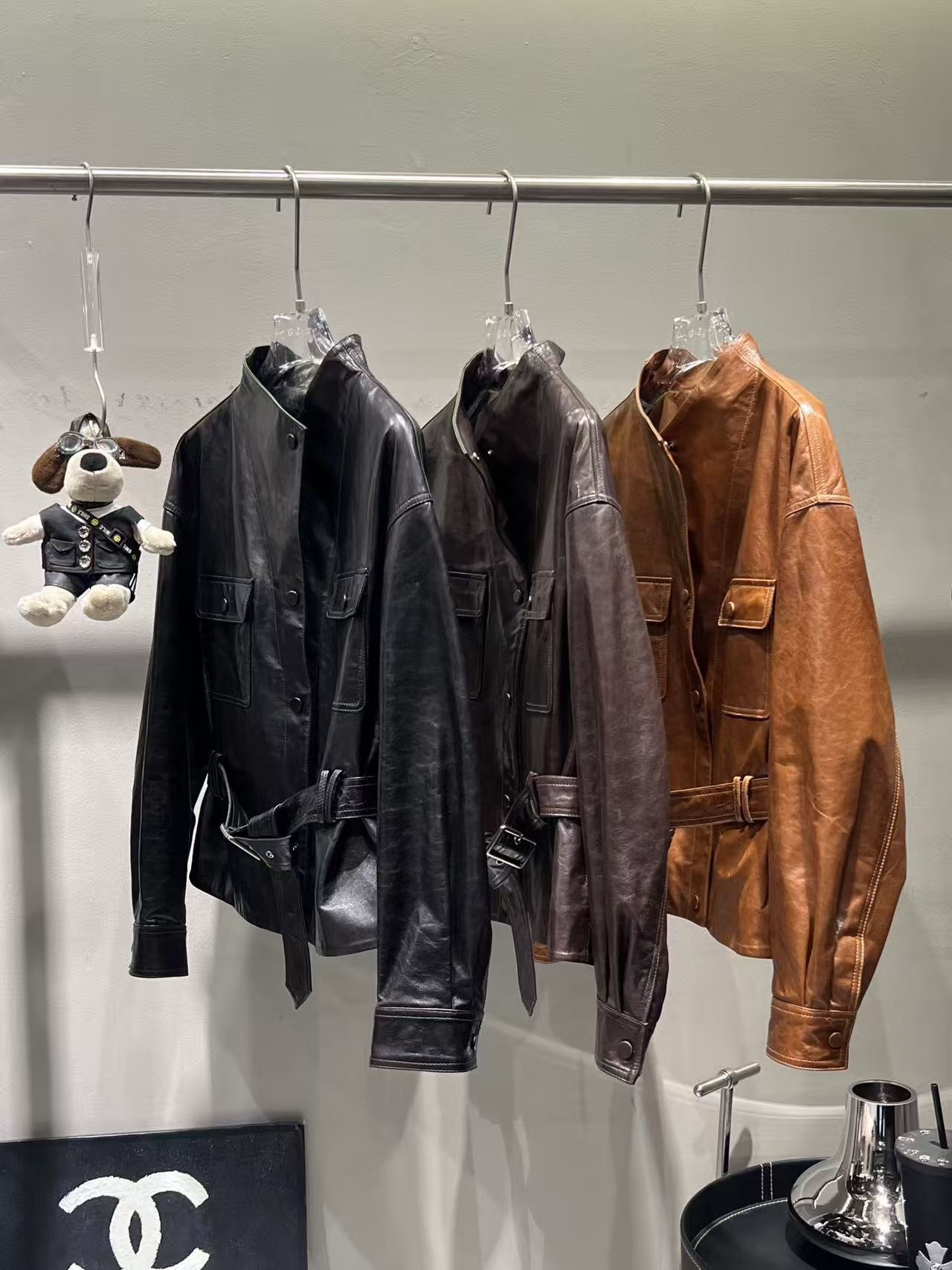 雙口袋棉羊皮外套