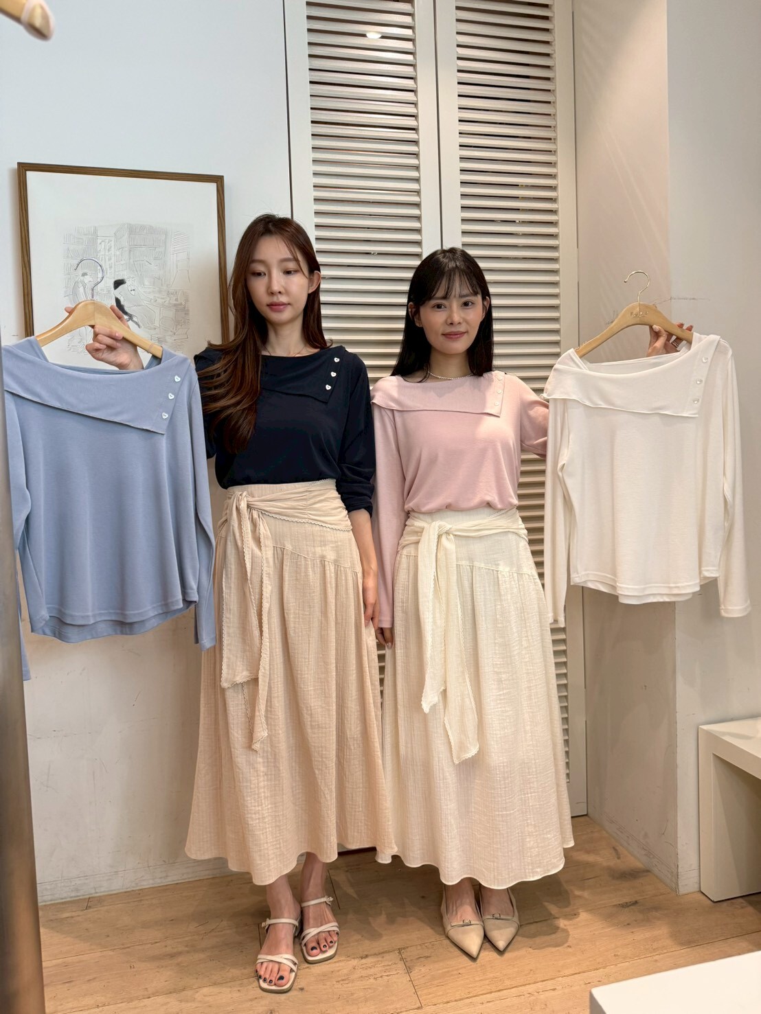 FA6002 愛心鈕扣斜翻領上衣