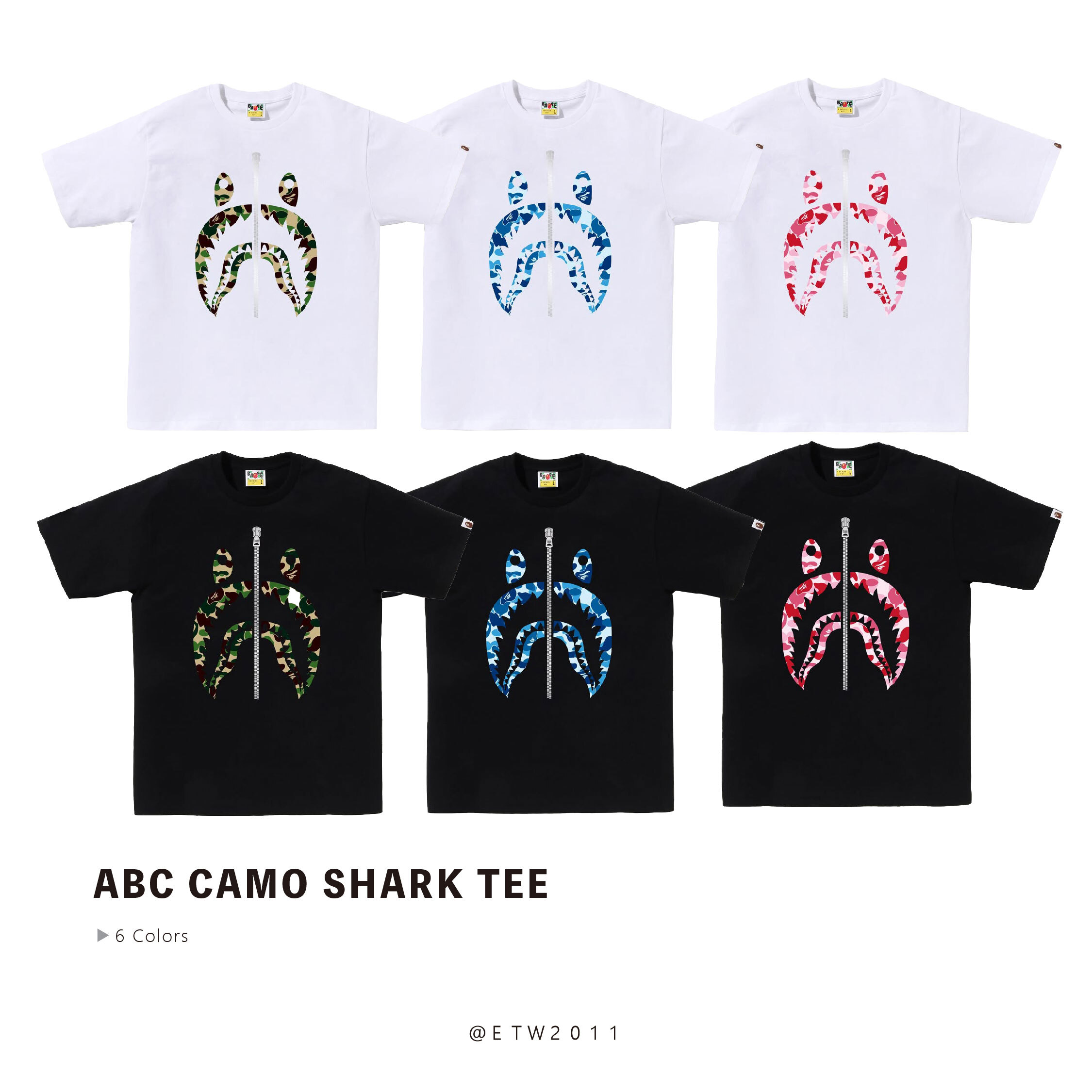 ☆ETW☆【EASY TO WEAR】BAPE ABC CAMO SHARK TEE 猿人 鯊魚 短T 春夏