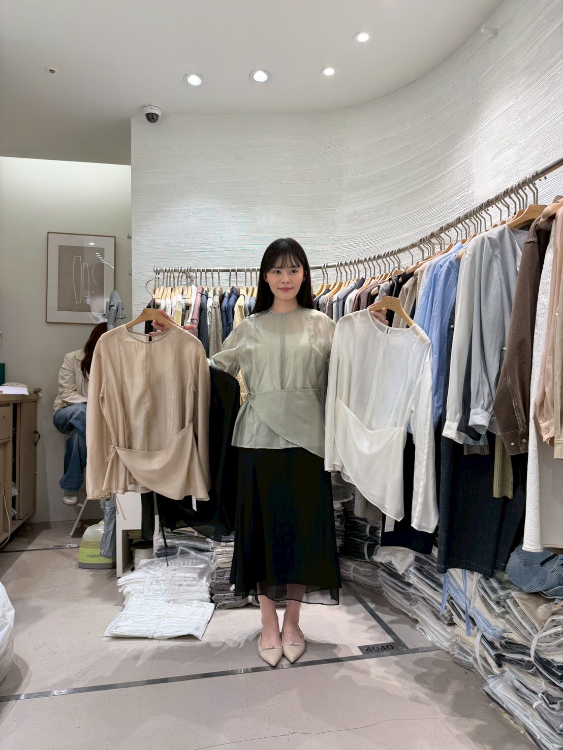 2B6008 優雅珠光感前頁上衣