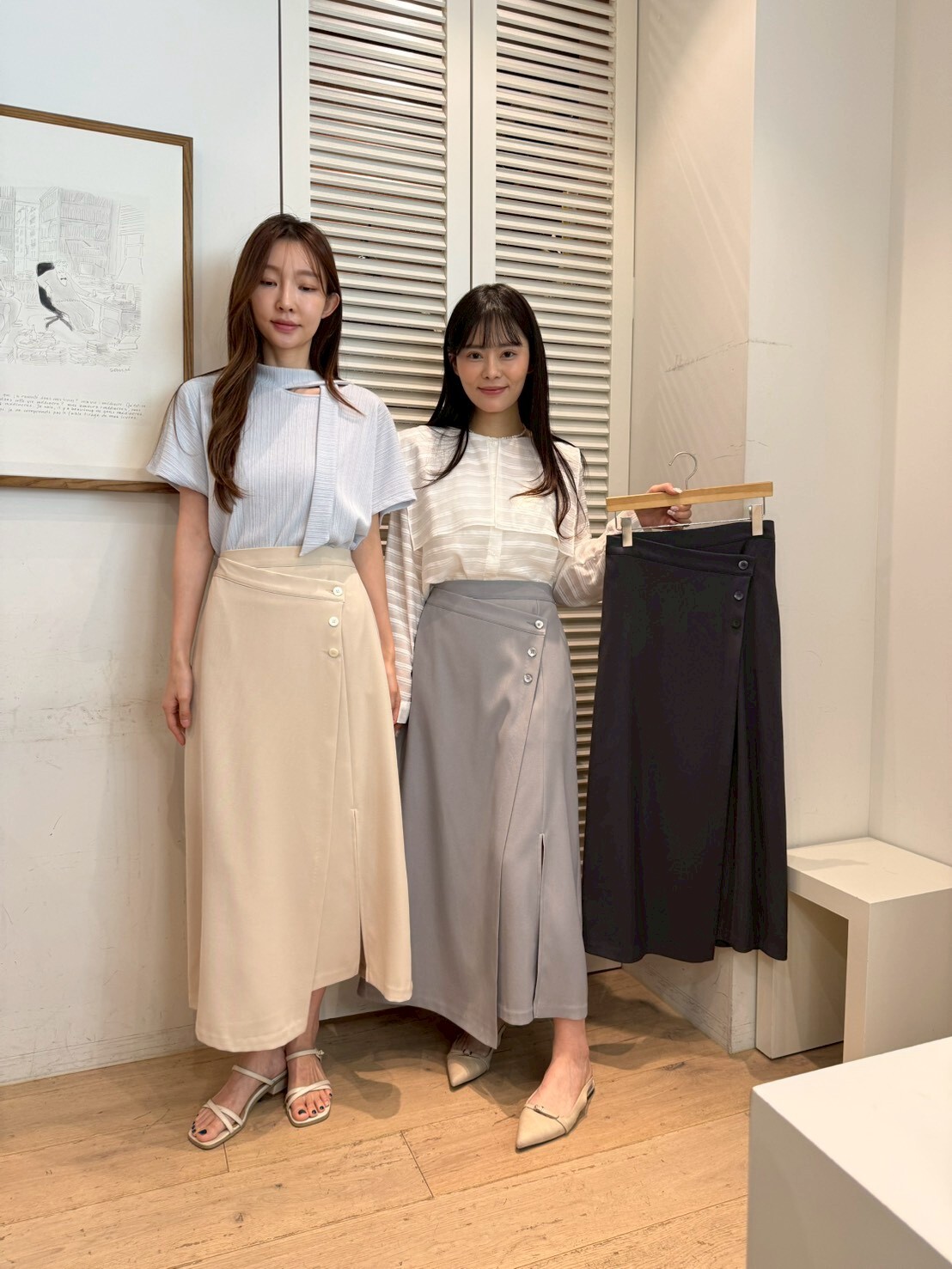 FA6045 鈕扣開頁後橡筋半身裙