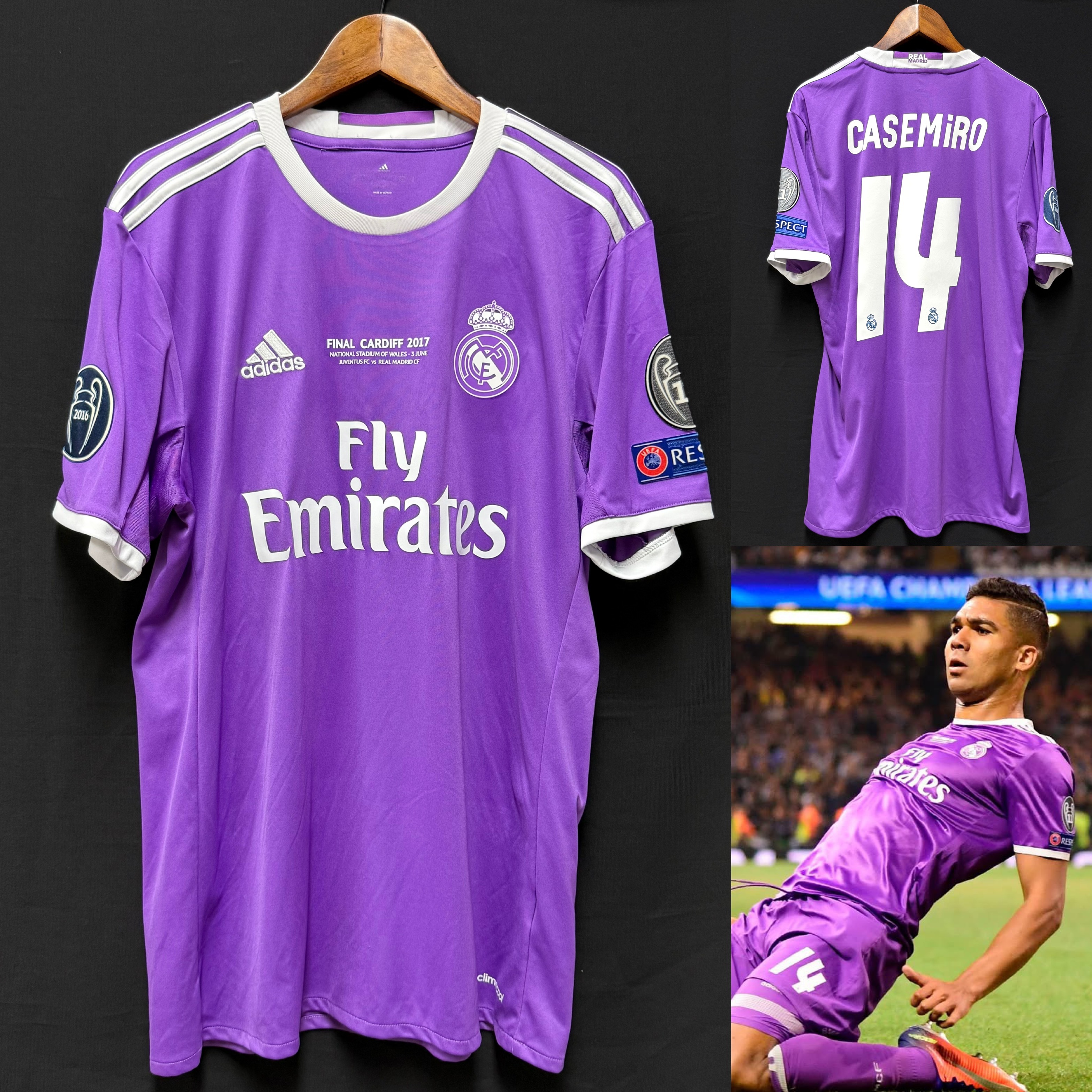 Real Madrid 2016-2017 UEFA Champions League Final Adidas Away Shirt #14 CASEMIRO