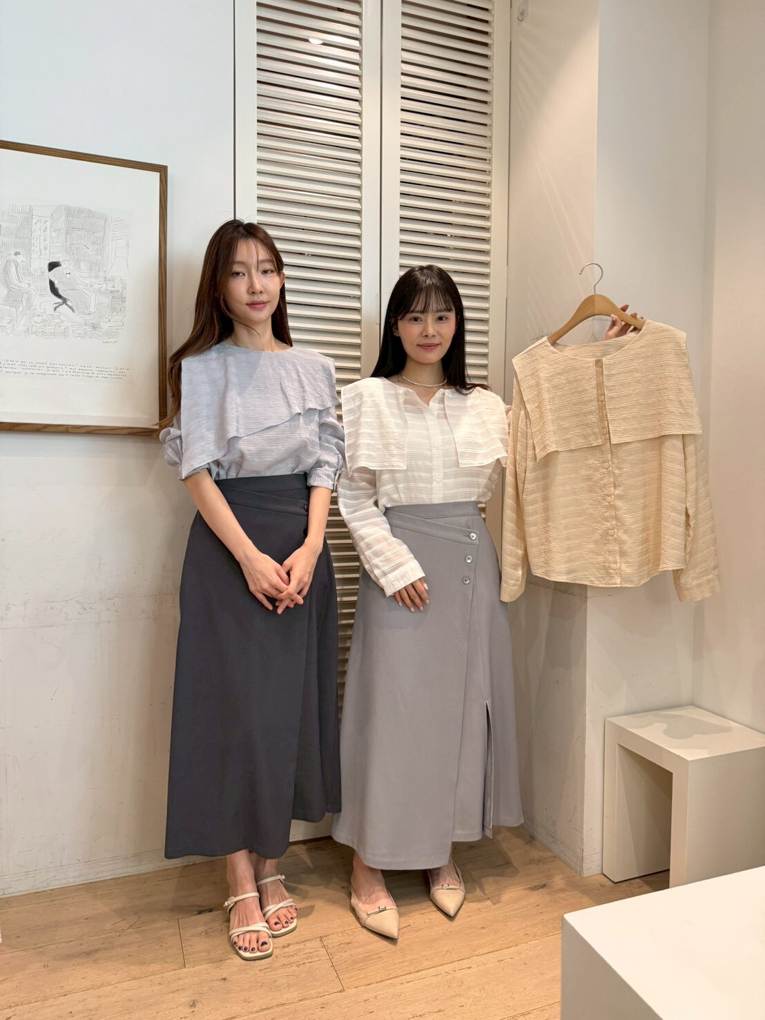 FA6025 前後兩著暗間紋排扣圓領上衣