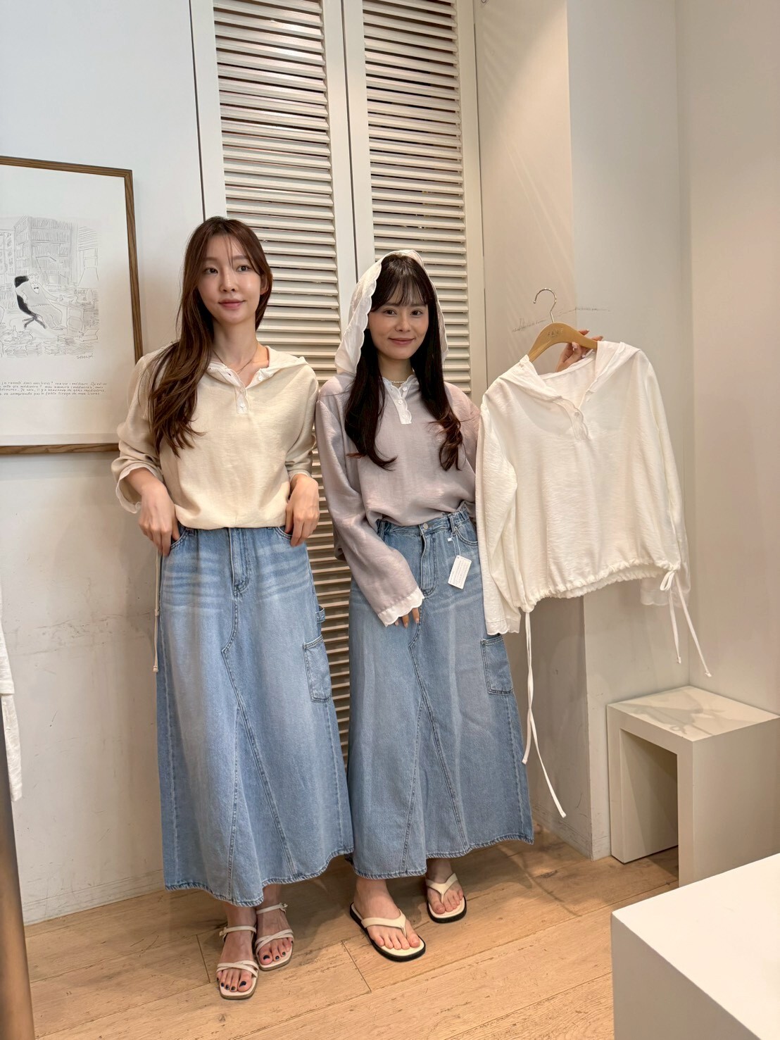 FA6026 兩側束腰綁帶連帽上衣