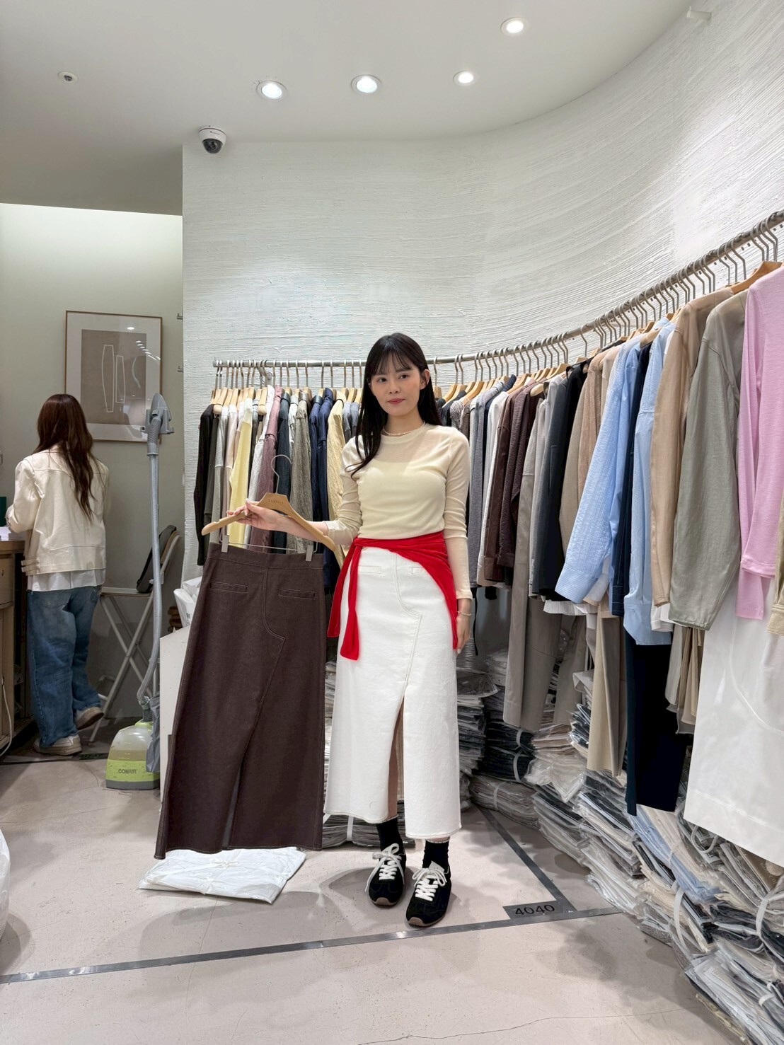 2B6020 不規則前開衩牛仔半身裙