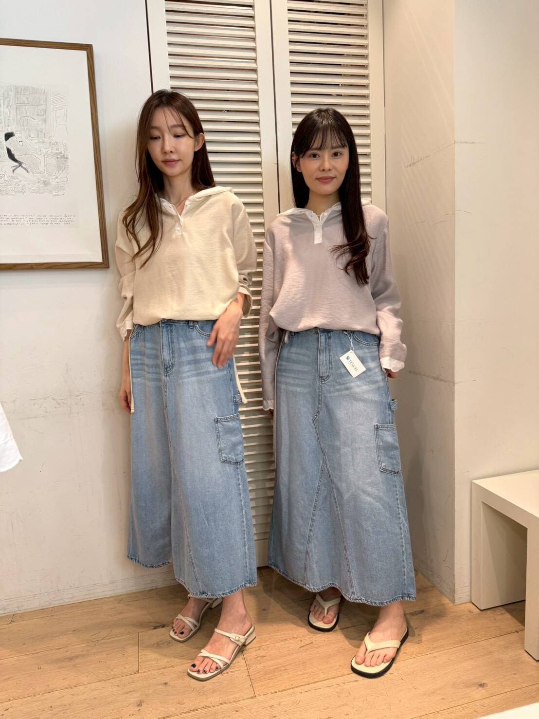 FA6004 設計感貓鬚工裝牛仔裙